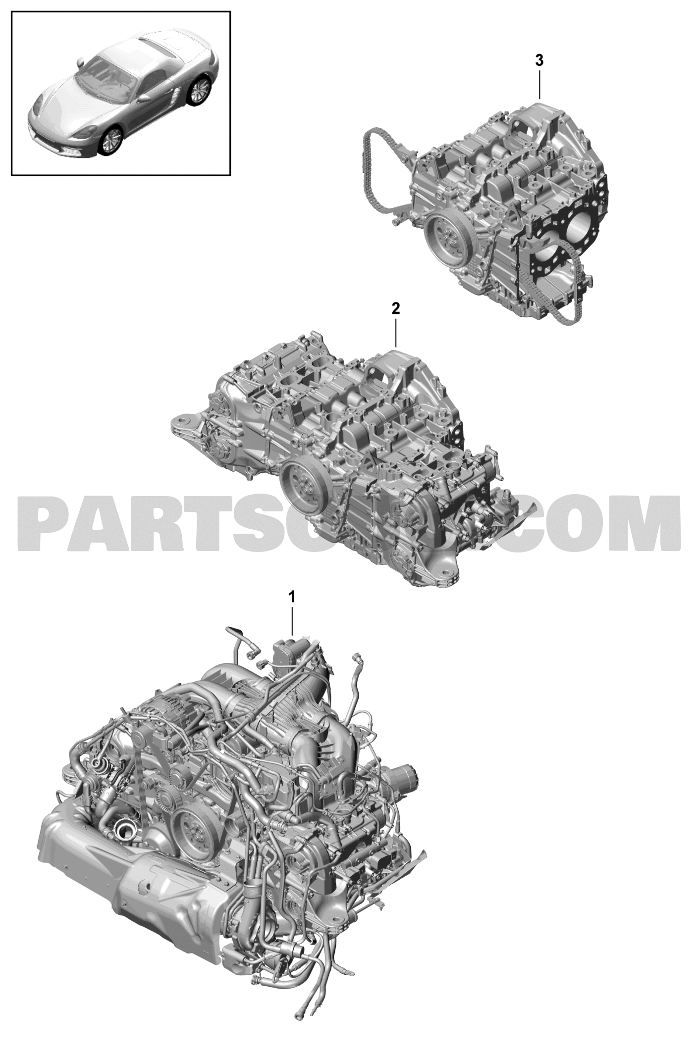 PORSCHE Boxster (EDITION 2.0) 982310 Replacement engine For vehicles with a petrol particulate filter