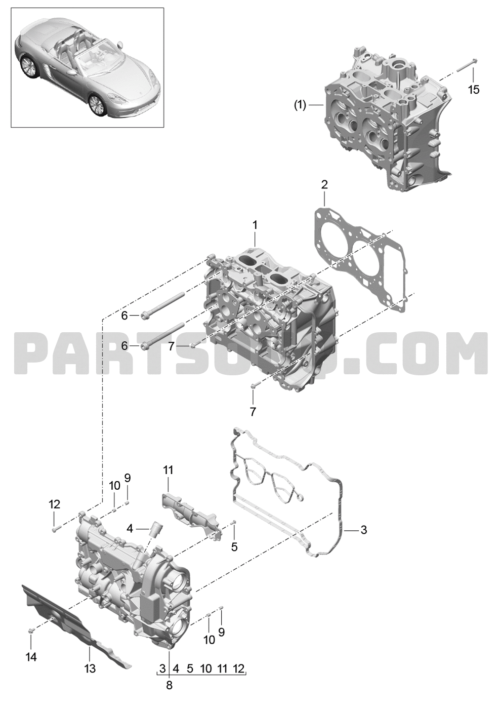 PORSCHE Boxster (EDITION 2.0) 982310 cylinder head with: valve gasket cover