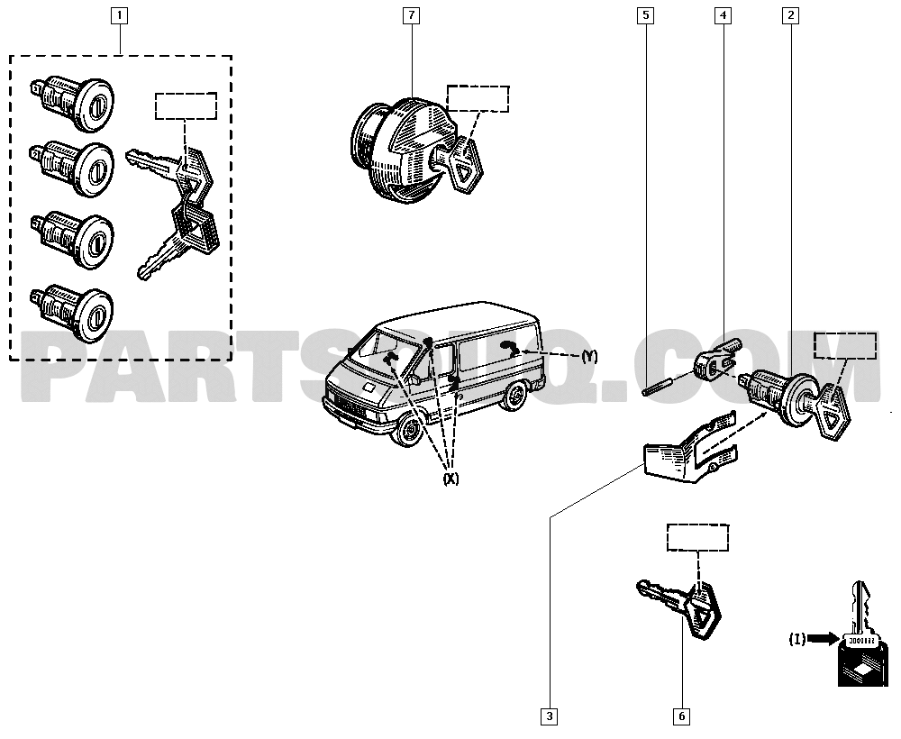 Lock barrel, Renault Trafic (from march 1989) 1232 P313, Parts Catalogs