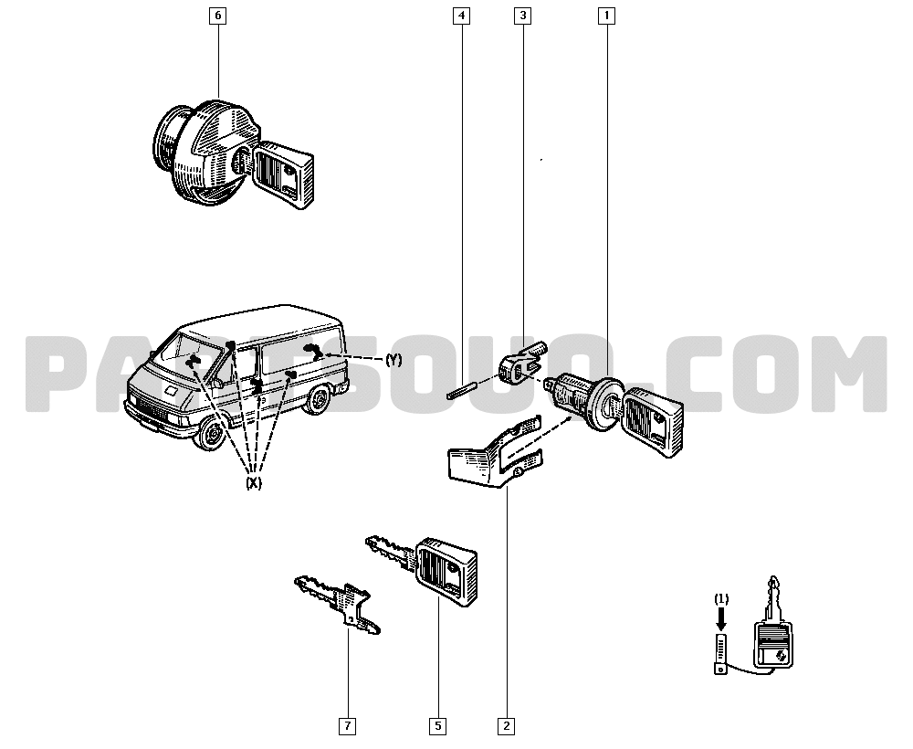 Lock barrel, Renault Trafic (from march 1989) 1232 P313, Parts Catalogs