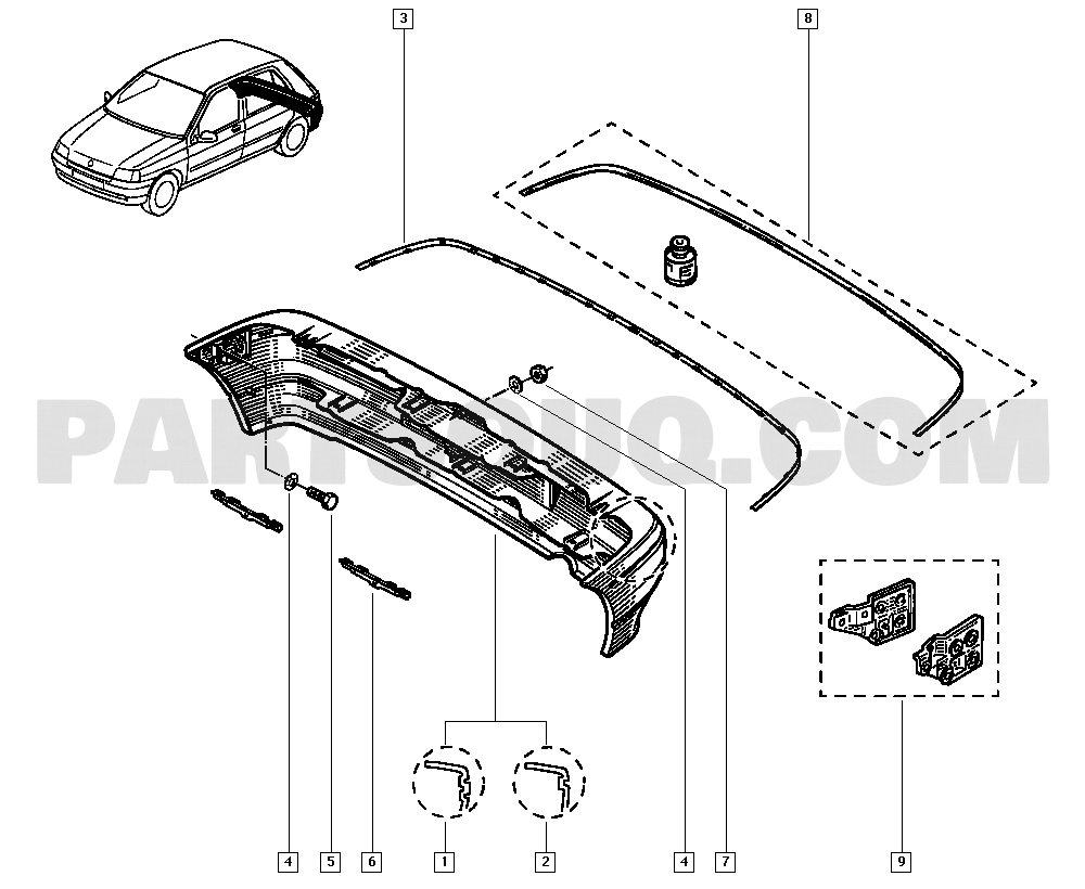 Front and rear unit | Renault Clio (phase 1 & 2) 1260 B57T | Parts 