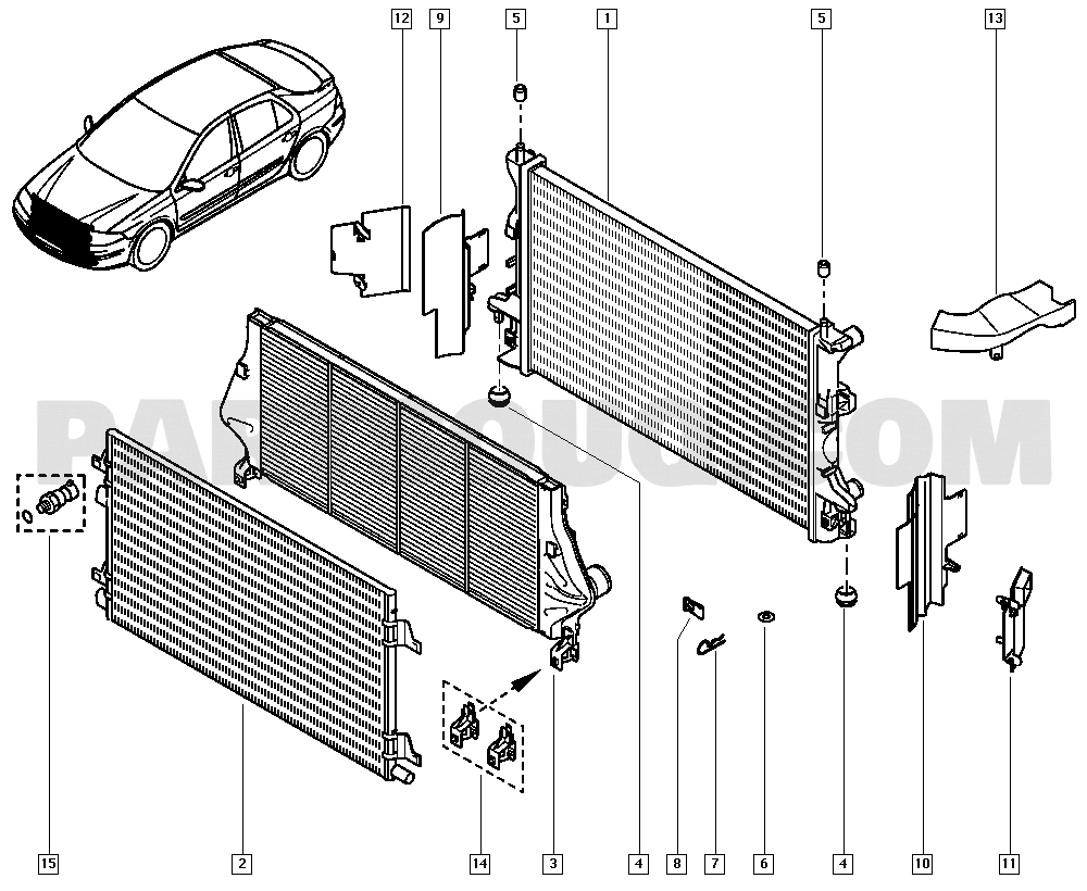 Coolant radiator | Renault Laguna II Laguna II 02 2002 | Parts 