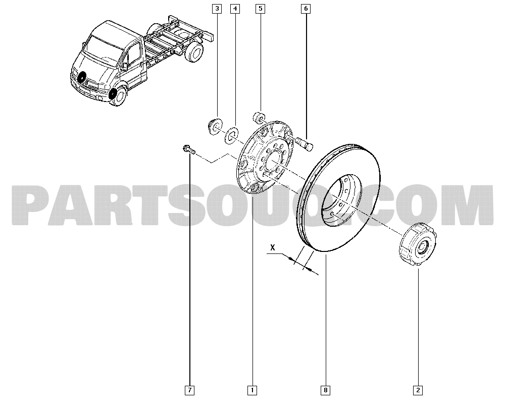 Stub axle - disk | Renault Mascott-Master rear wheel drive 1329 