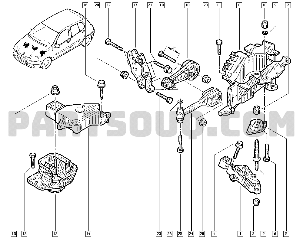 Renault engine mount shop replacement