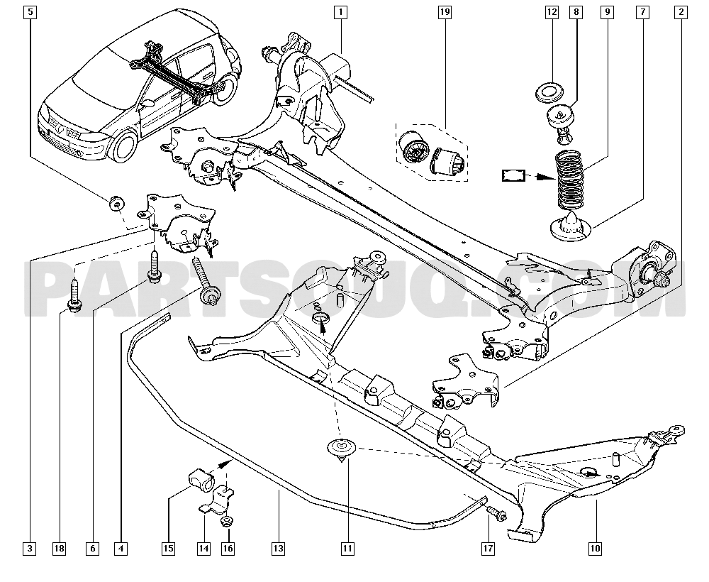 Rear axle | Renault Mégane II Mégane II 12 2006 | Parts Catalogs