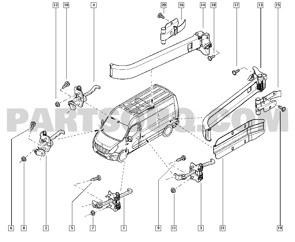 Mecanisme, Serrure de porte Arrière Renault Master III Opel Movano II OE  8200661170