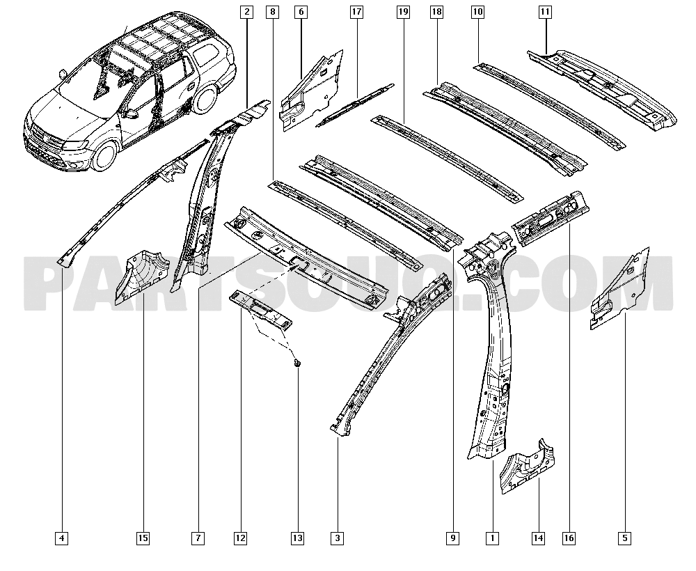 Body sides and rear wings | Renault Logan Sandero II Logan Sandero 