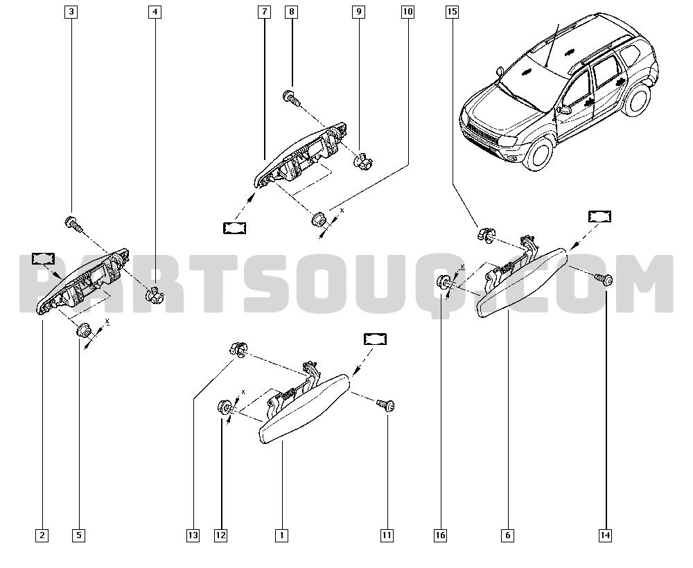 External door handles | Renault Duster 1479 Duster | Parts