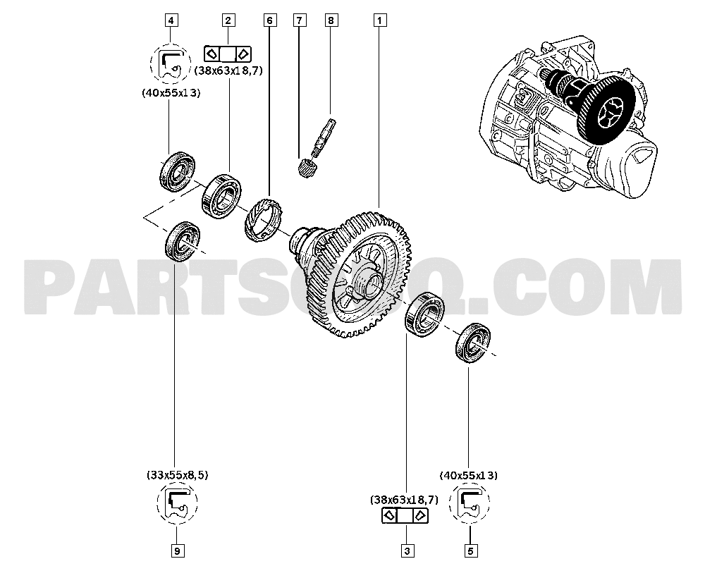 Differential | Renault Logan Sandero II 1452 B8JC | Parts Catalogs 