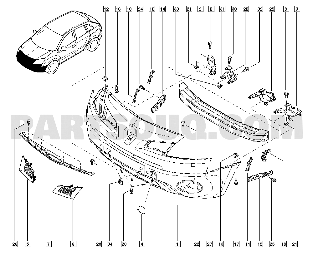 Front bumpers | Renault Koleos Koleos 03 2009 | Parts Catalogs 