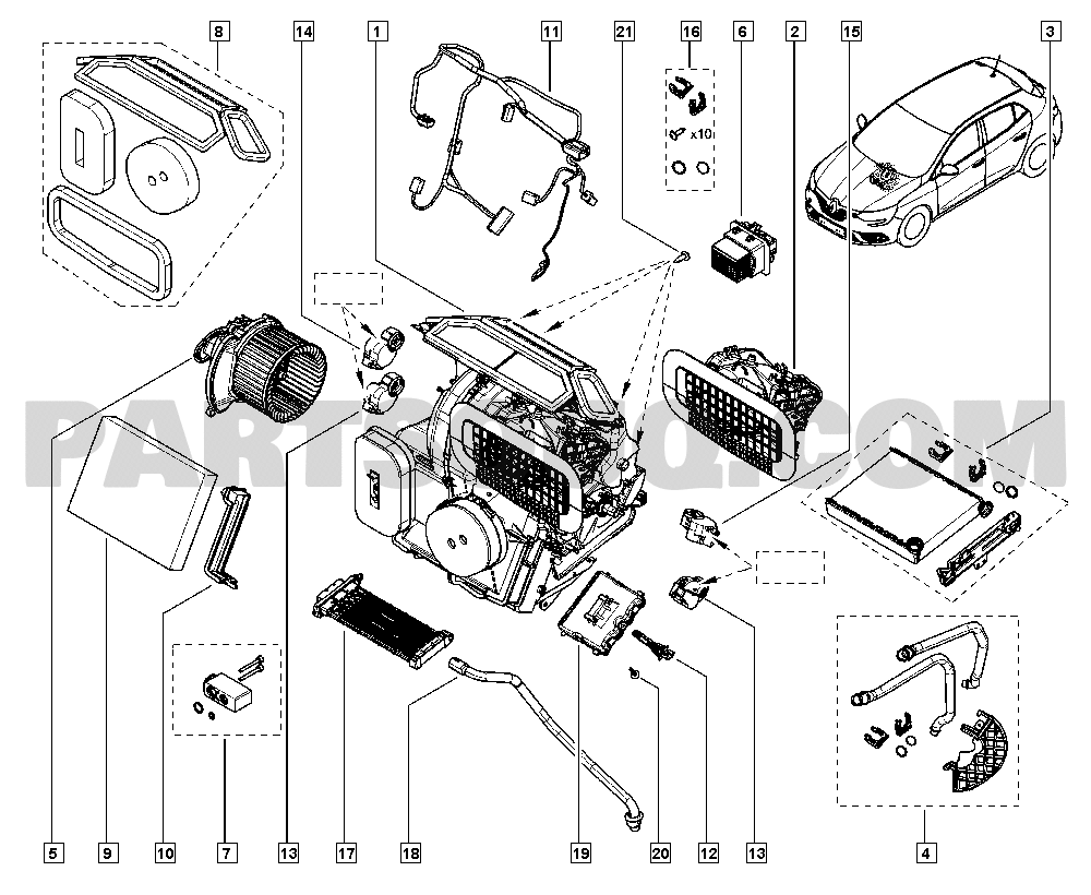 Heater radiator | Renault Mégane IV 1805 B9M6 | Parts Catalogs 
