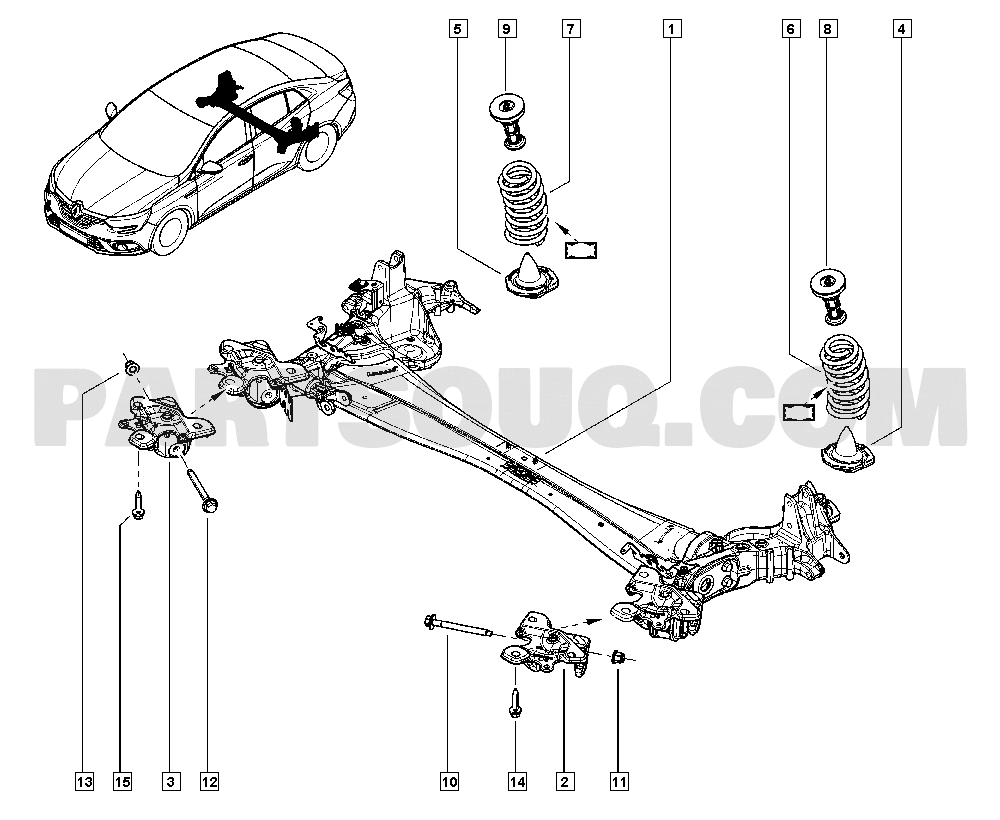 Front axle | Renault Megane IV Sedan 1810 LVM0 | Parts Catalogs 