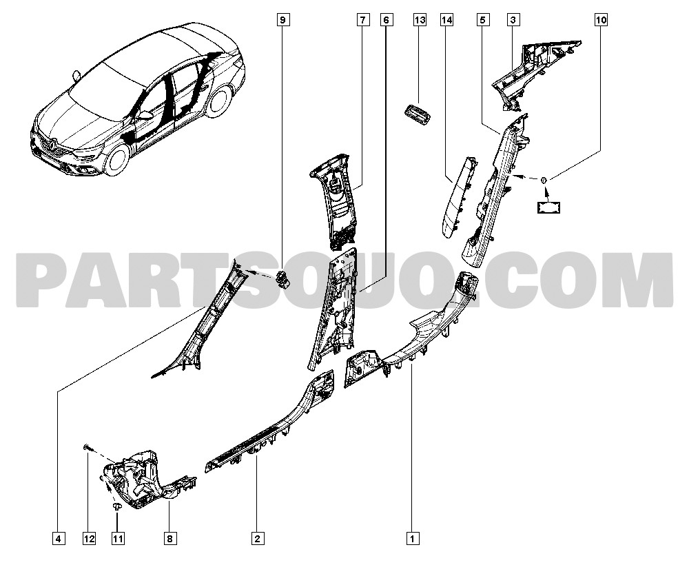 Internal body trim | Renault Megane IV Sedan 1810 LVNB | Parts 