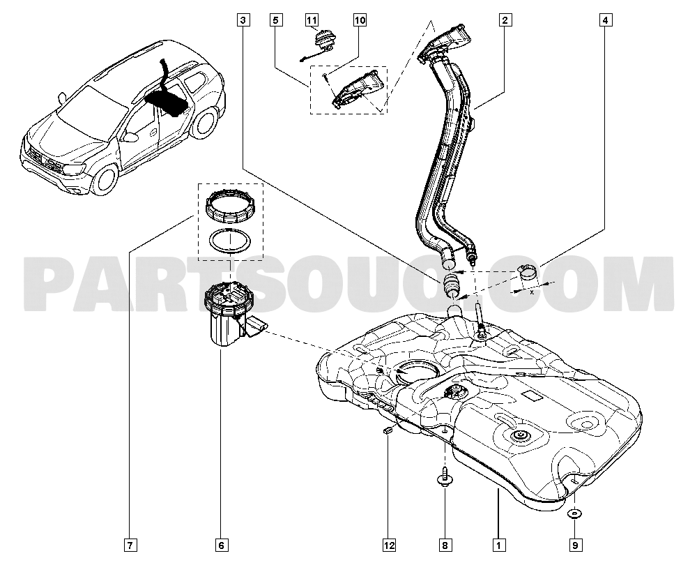 Fuel tank | Renault Duster II 1815 HMAD | Parts Catalogs | PartSouq