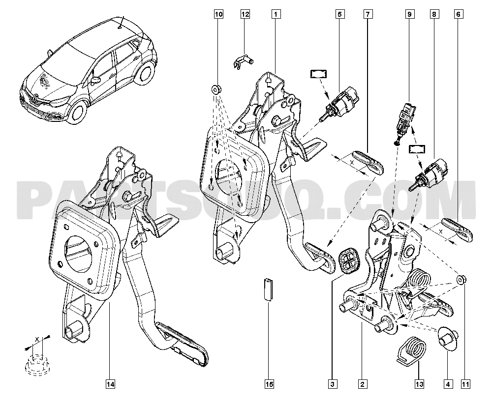 Pedal assembly | Renault Captur Captur 07 2014 | Parts Catalogs 