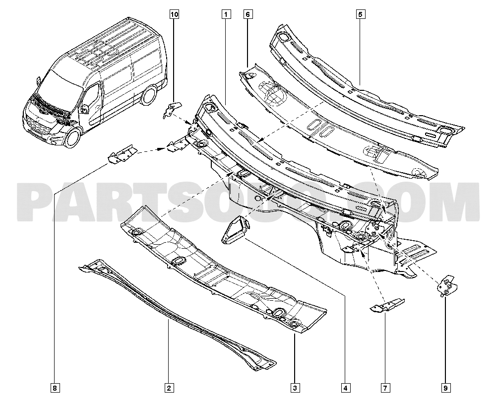Engine compartment bulkhead | Renault Master III 1462 FV0F | Parts 