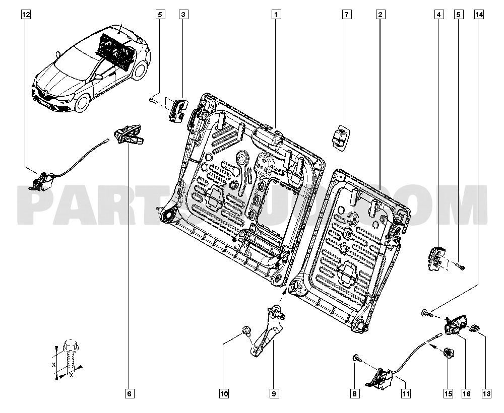Seat frame | Renault Mégane IV 1805 K9NC | Parts Catalogs | PartSouq