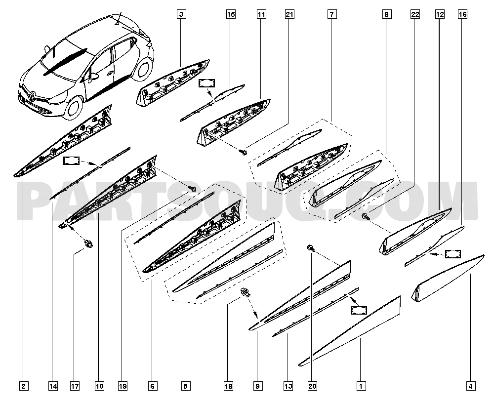Exterior trims / Spoiler | Renault Clio IV 1498 KHAL | Parts 