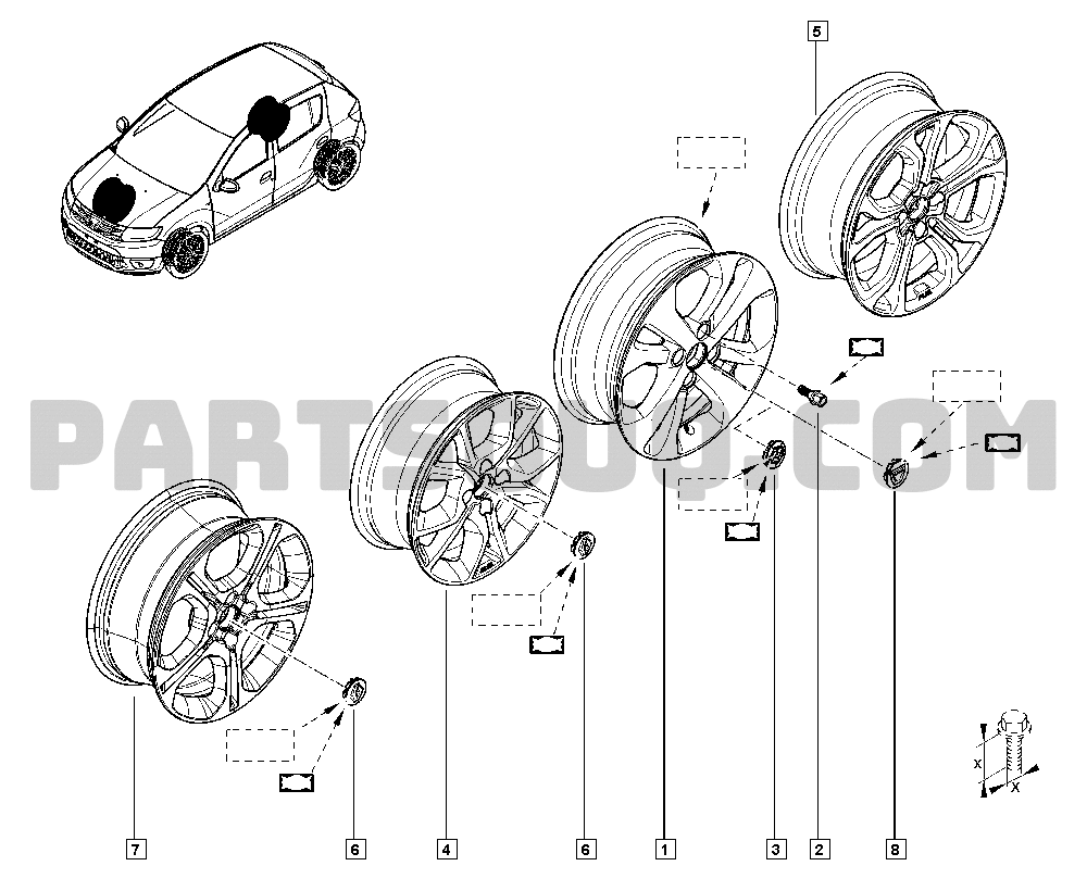 Wheels | Renault Logan Sandero II 1452 L8MP | Parts Catalogs 