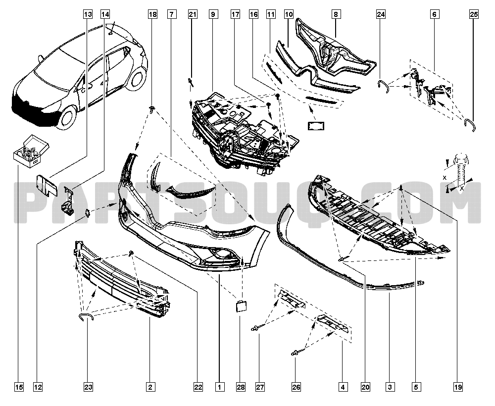 Front bumpers | Renault Clio 1498 PartSouq | | Parts Catalogs KHM1 IV