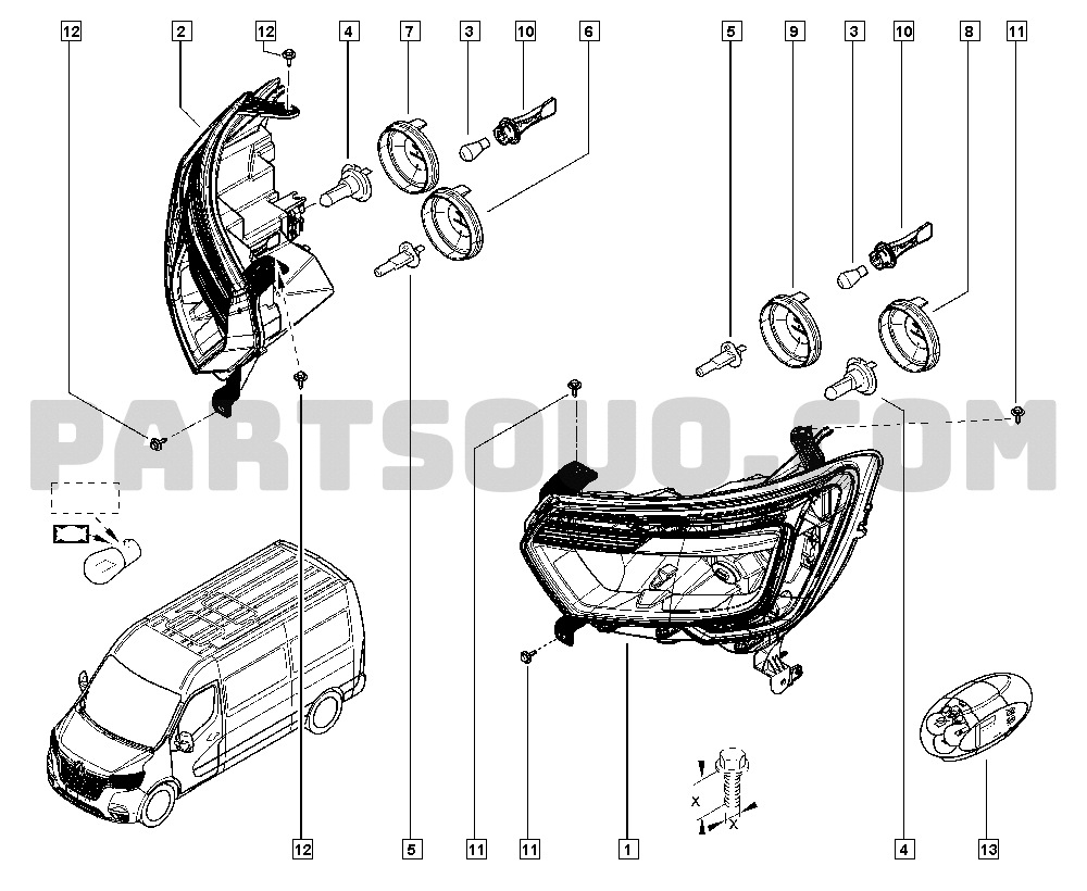 Headlamp | Renault Master III 1462 FV0K | Parts Catalogs | PartSouq