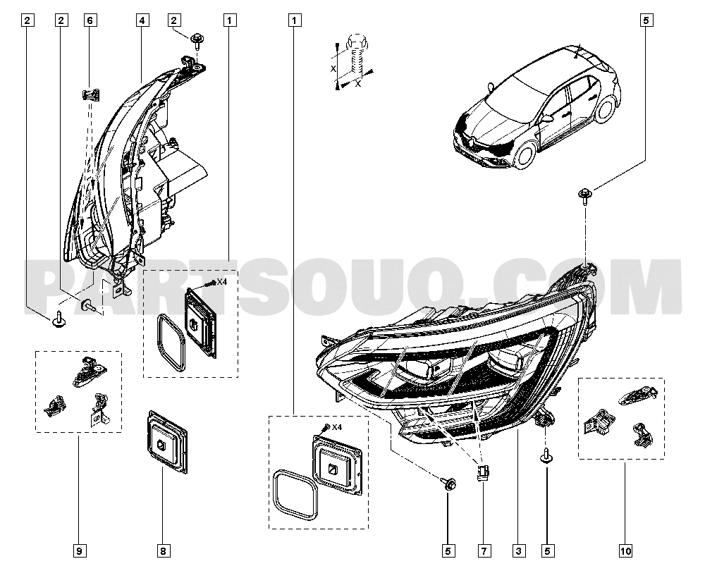Headlamp | Renault Mégane IV 1805 B9M0 | Parts Catalogs | PartSouq