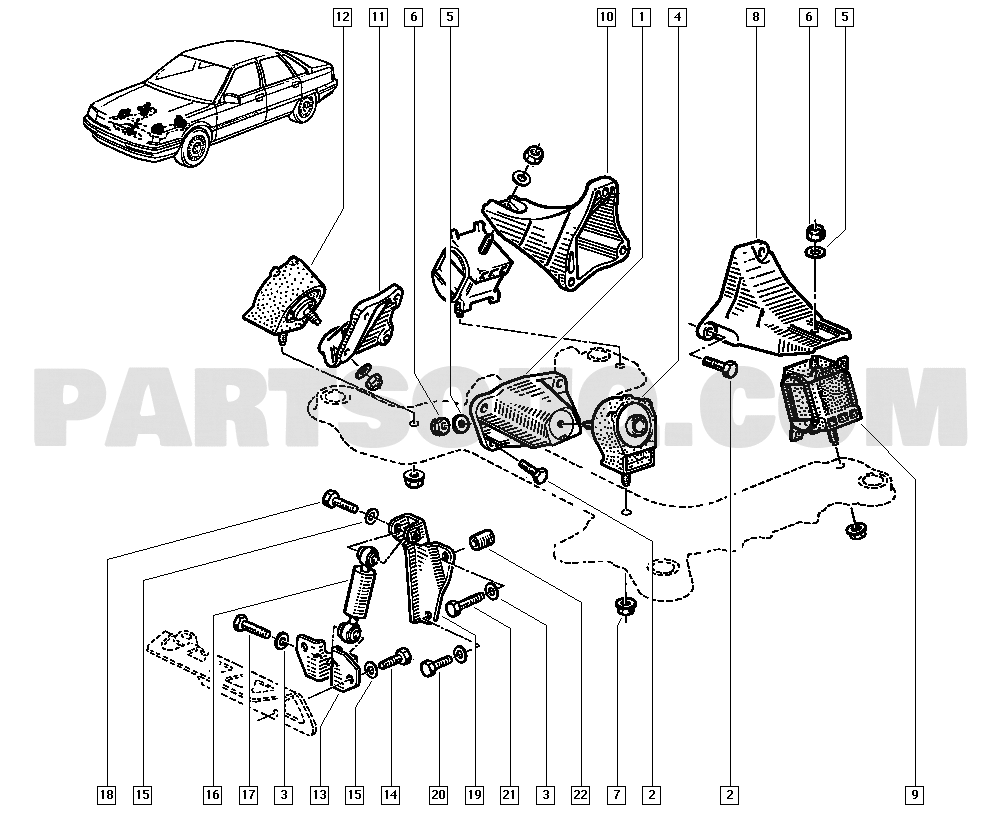 Engine mounting | Renault R21 Savanna 1177 S48O | Parts Catalogs | PartSouq