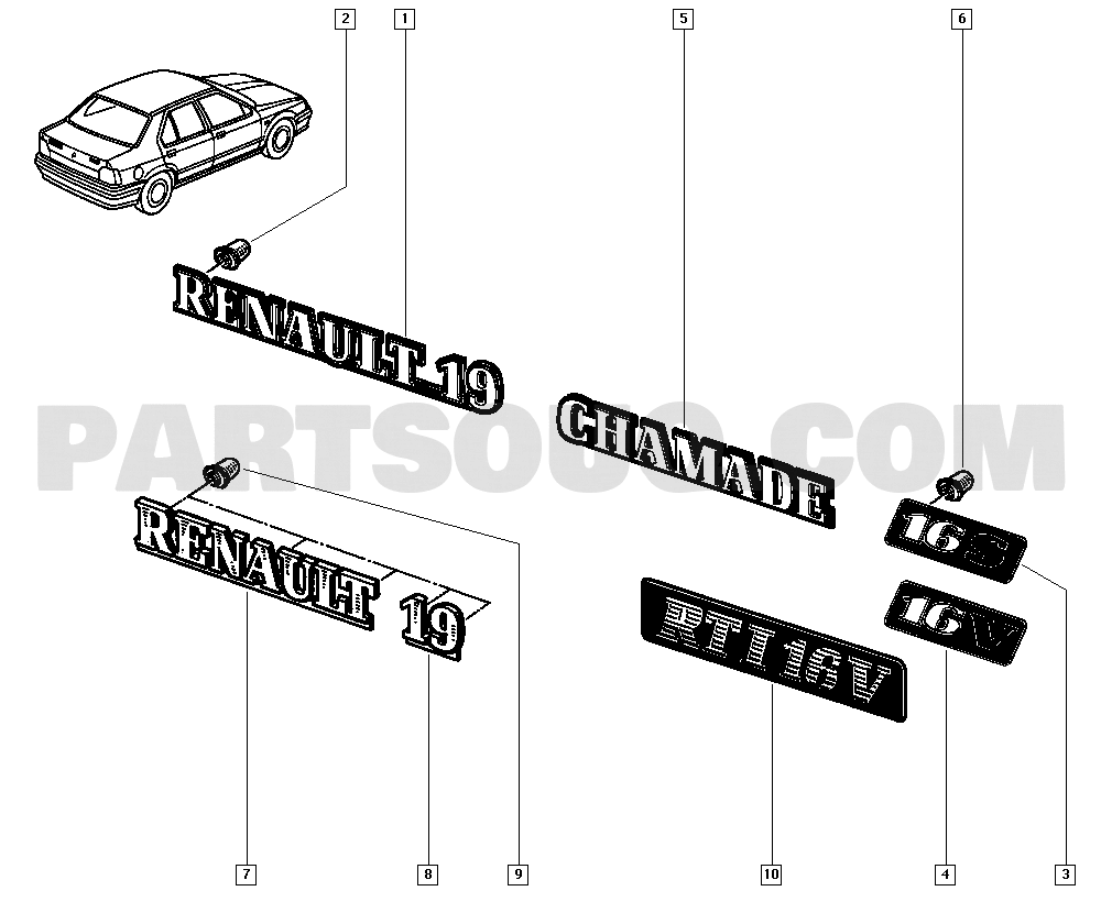 Pd 49 Badges | Renault R19 1213 L53Y | Parts Catalogs | PartSouq