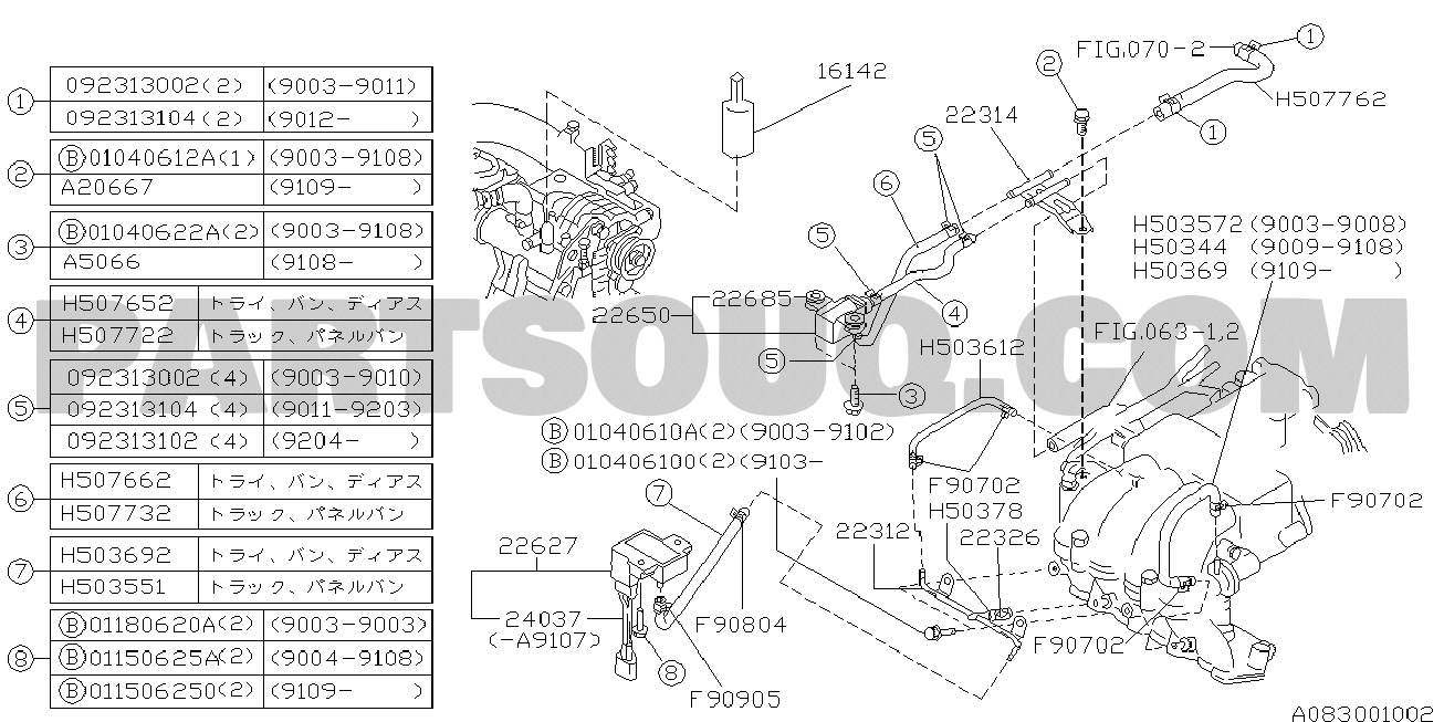 ENGINE AUXILIARIES | Subaru SAMBAR Japan 10.1992 | Parts