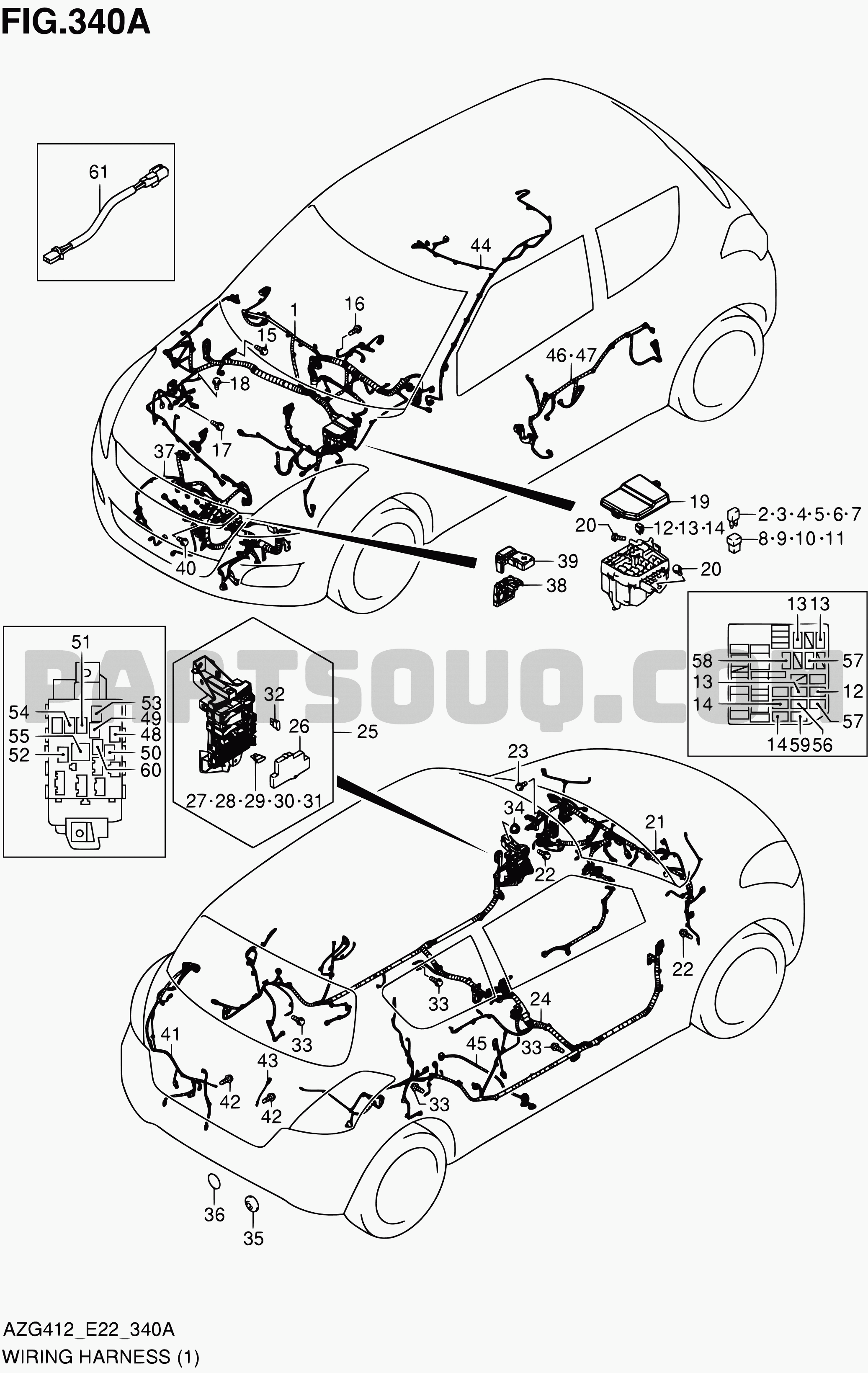 340A - WIRING HARNESS (TYPE 1:K12B:LHD:3DR) | Suzuki Swift AZG412 AZG412 |  Parts Catalogs | PartSouq