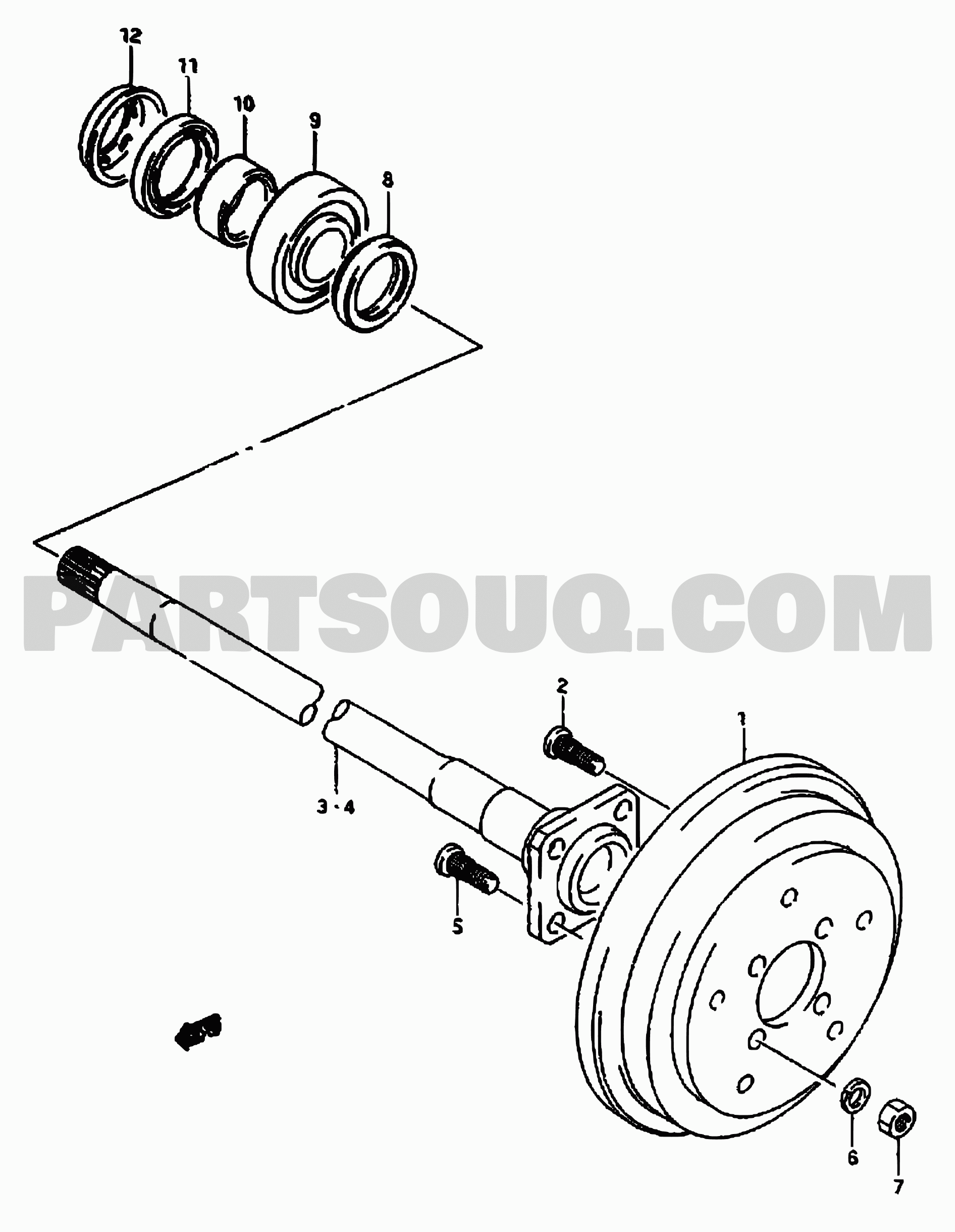 114 - REAR AXLE AND BRAKE DRUM