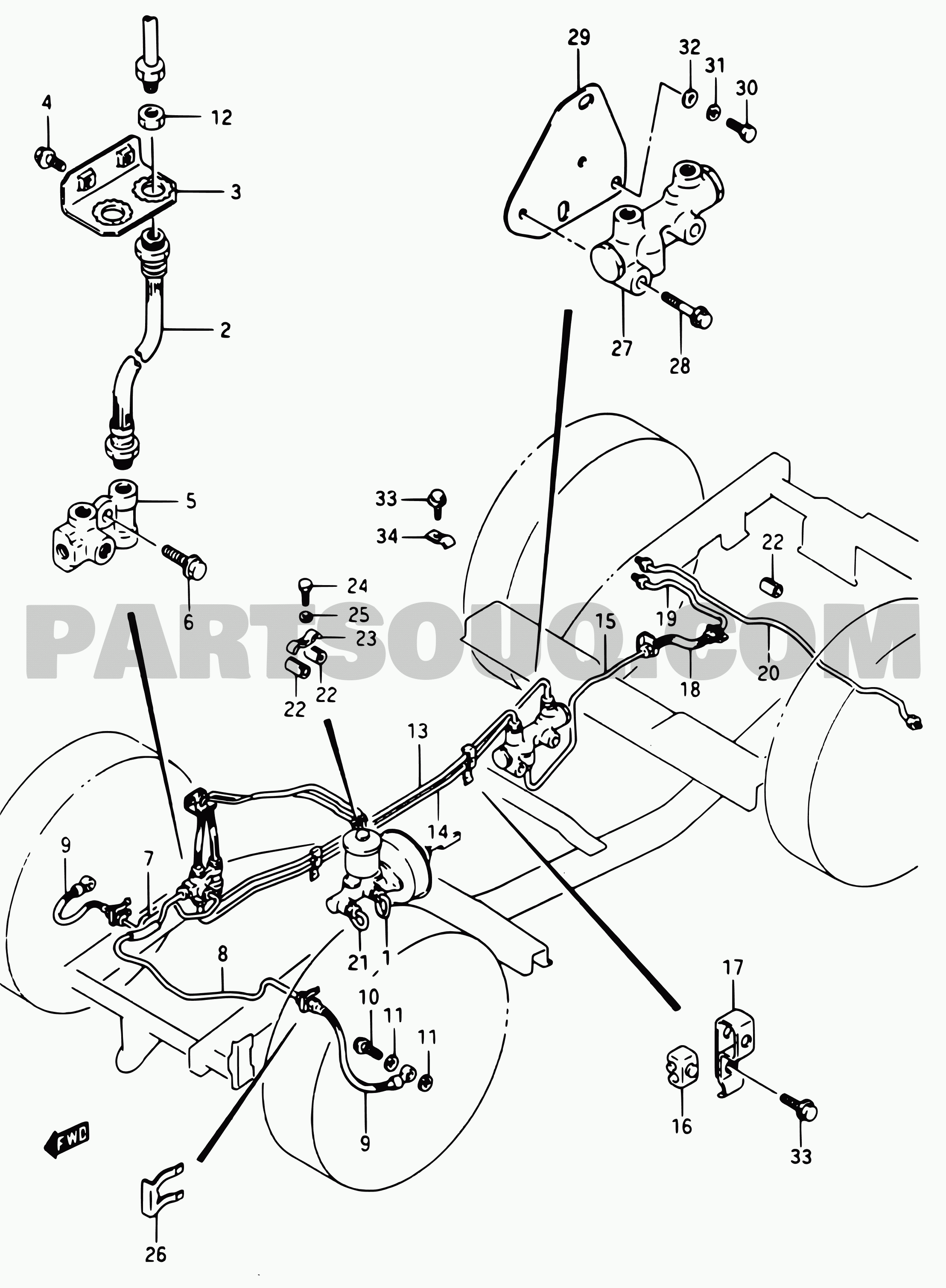 90 - BRAKE PIPING (W:SEE NOTE)