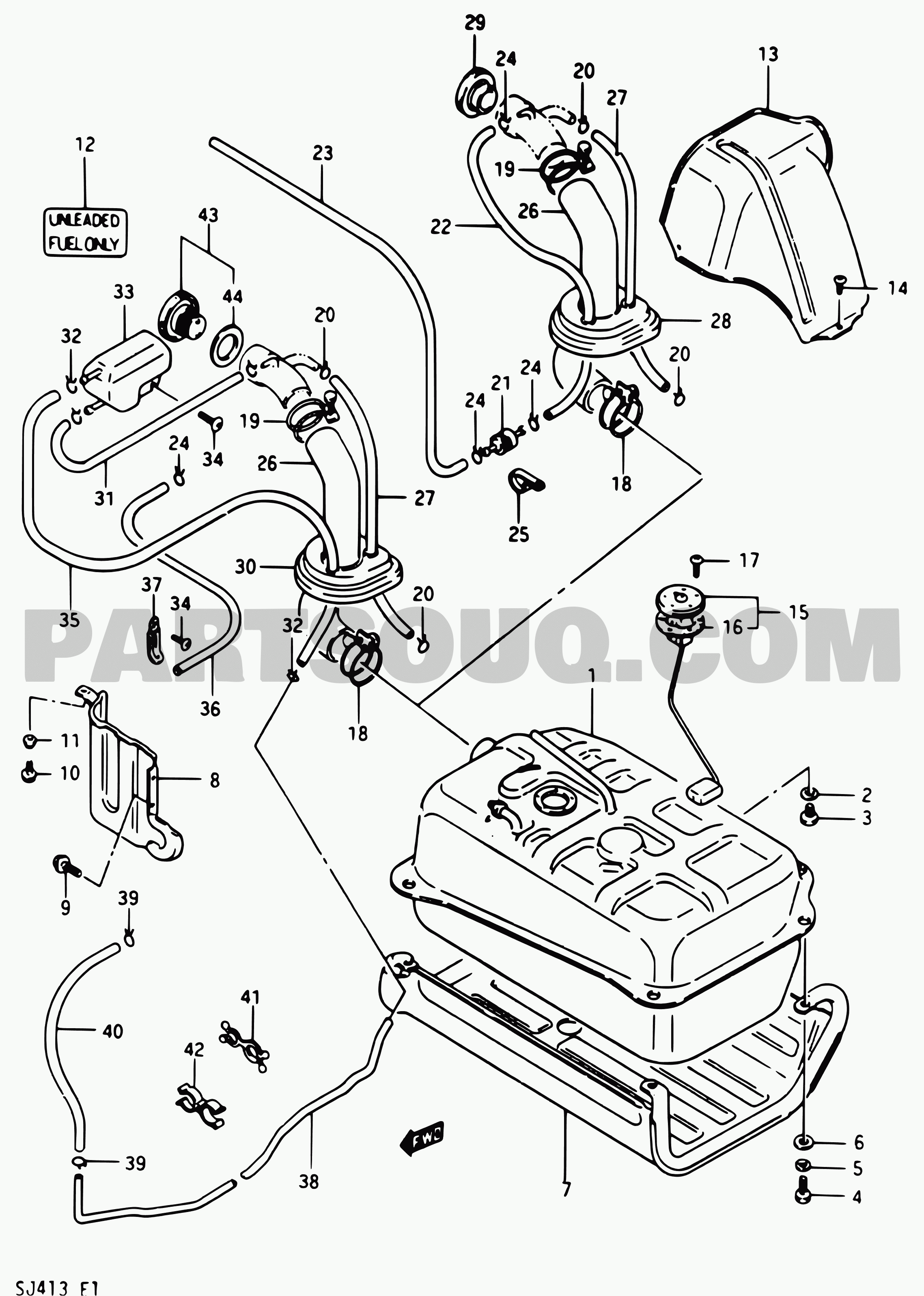 149 - FUEL TANK (O, Q, W, V:E18) | Suzuki Samurai/SJ SJ413 SJ413-2 