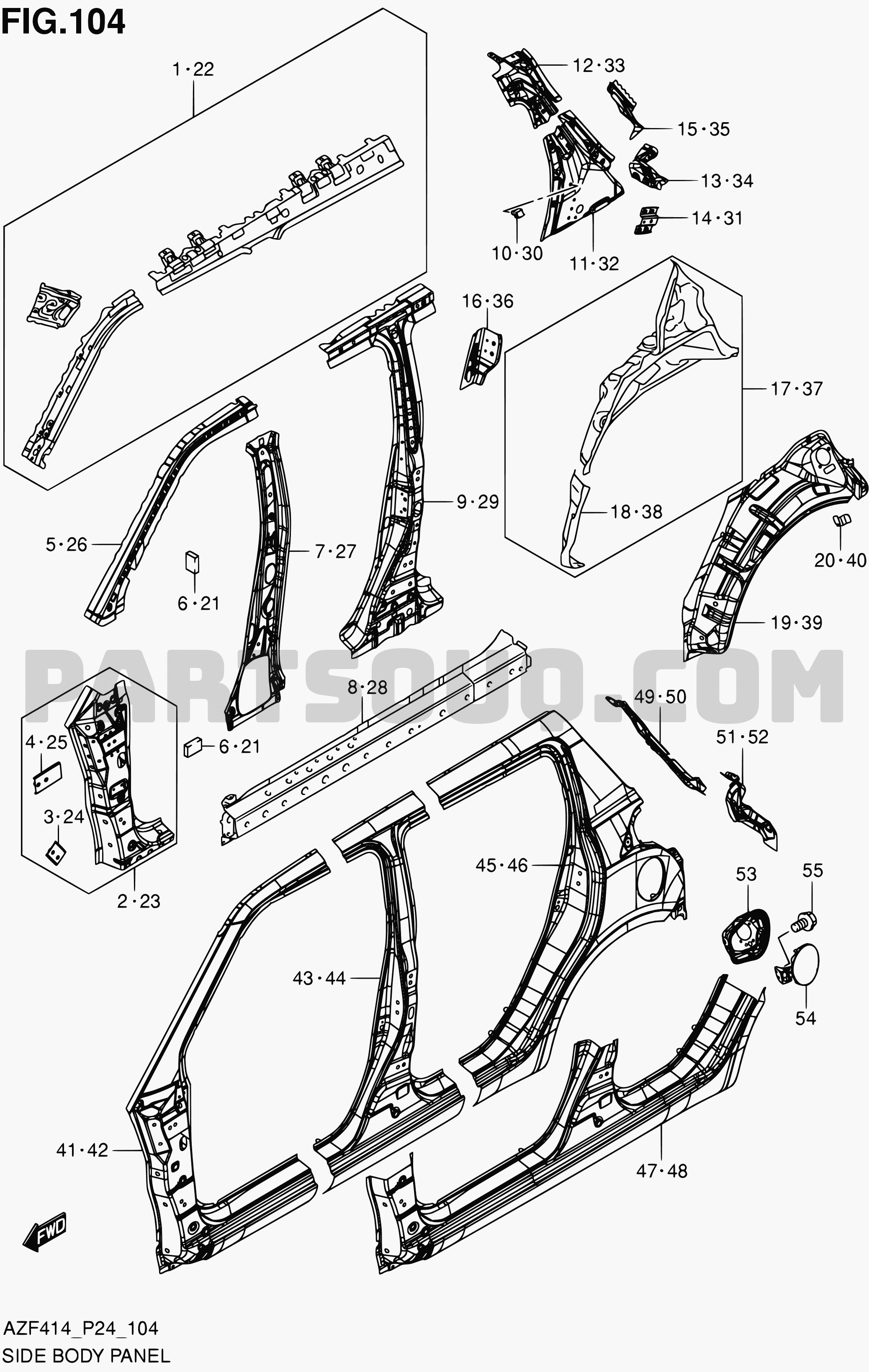 104 - SIDE BODY PANEL | Suzuki Swift AZF414 AZF414 (P24) | Parts 