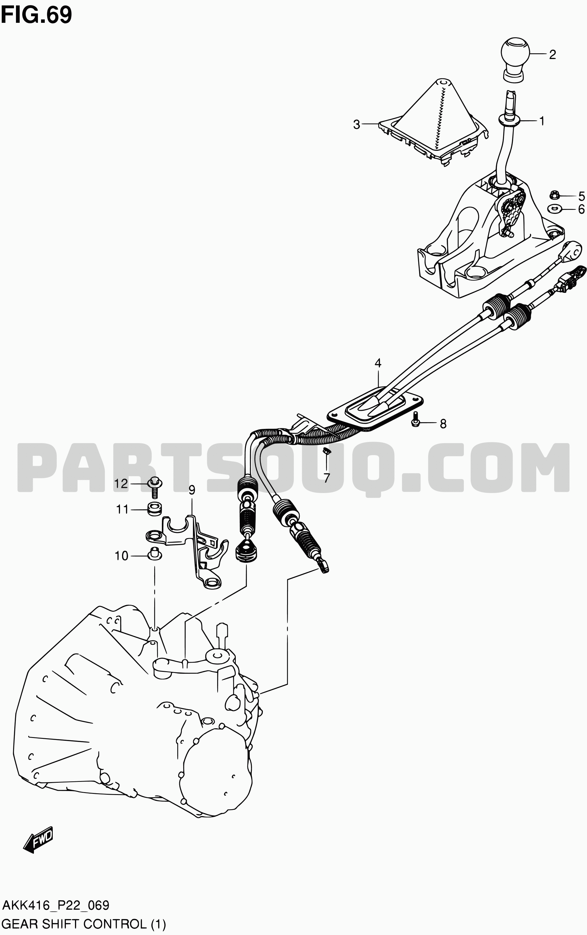 69 - GEAR SHIFT CONTROL (5MT) | Suzuki SX4 AKK416 AKK416 (P02,P22 