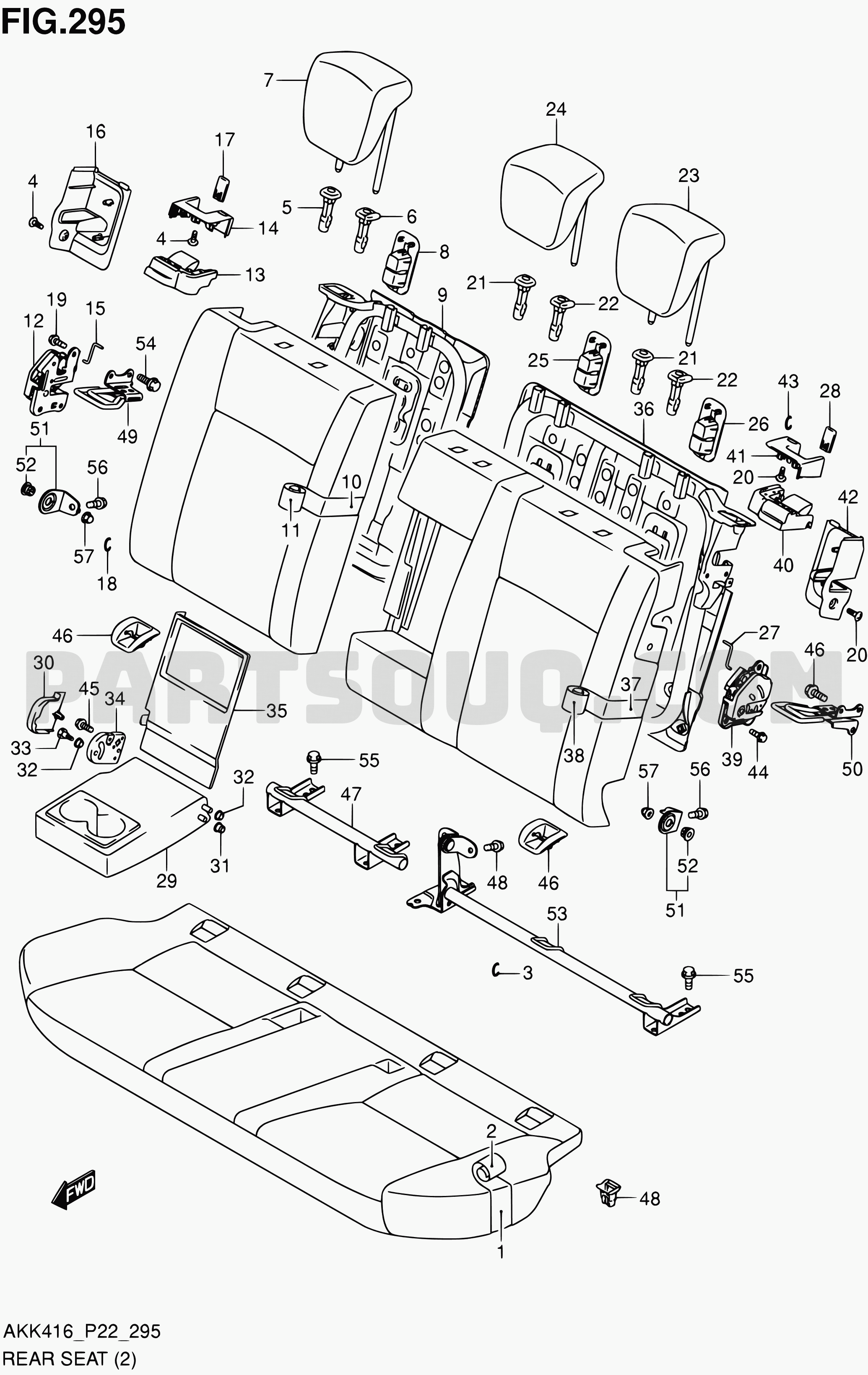 295 - REAR SEAT (W/REAR ARMREST) | Suzuki SX4 AKK416 AKK416 (P02 