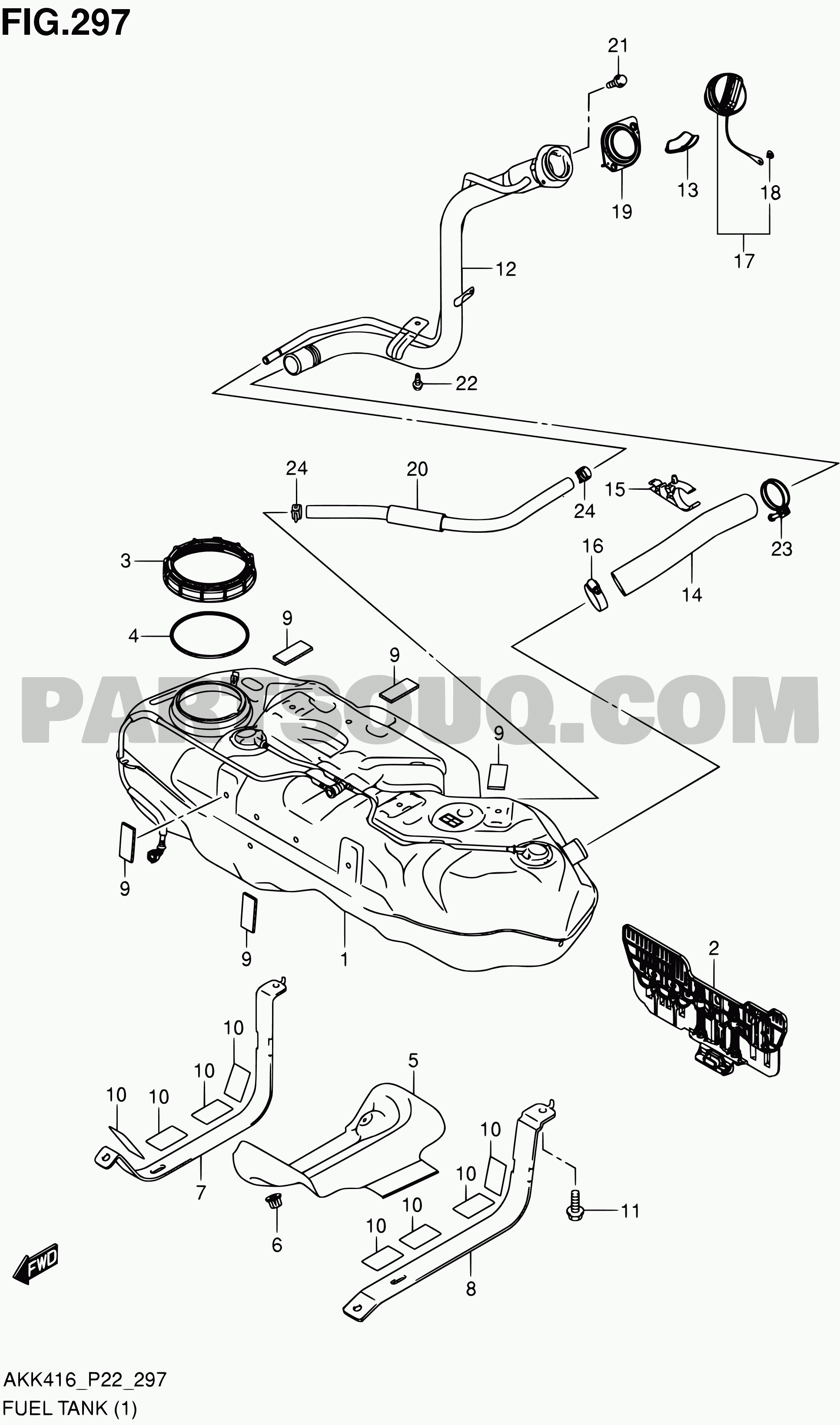 297 - FUEL TANK (M16A) | Suzuki SX4 AKK416 AKK416D (P02,P22,P24 