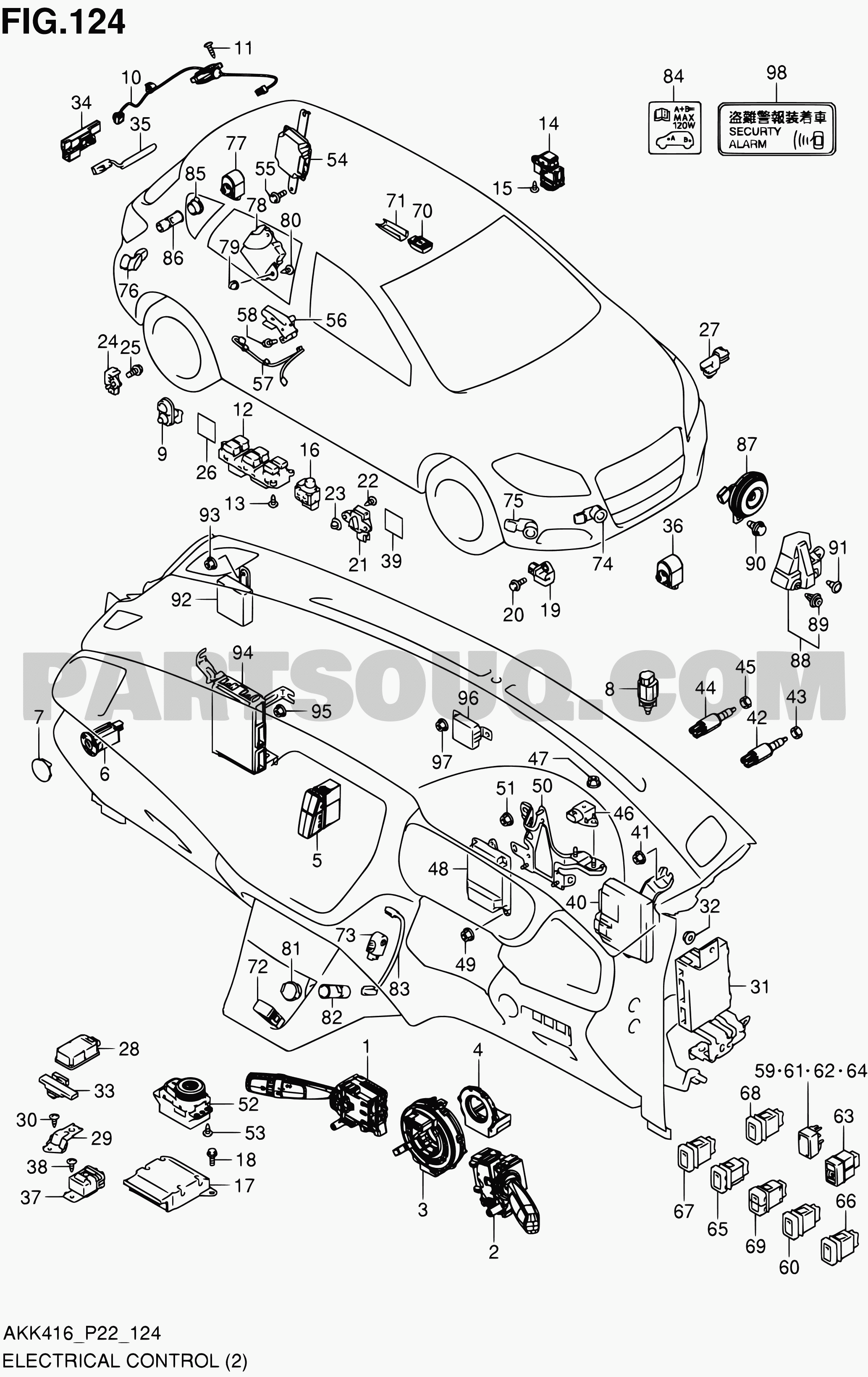 124 - ELECTRICAL CONTROL (RHD) | Suzuki SX4 AKK416 AKK416D (P02 