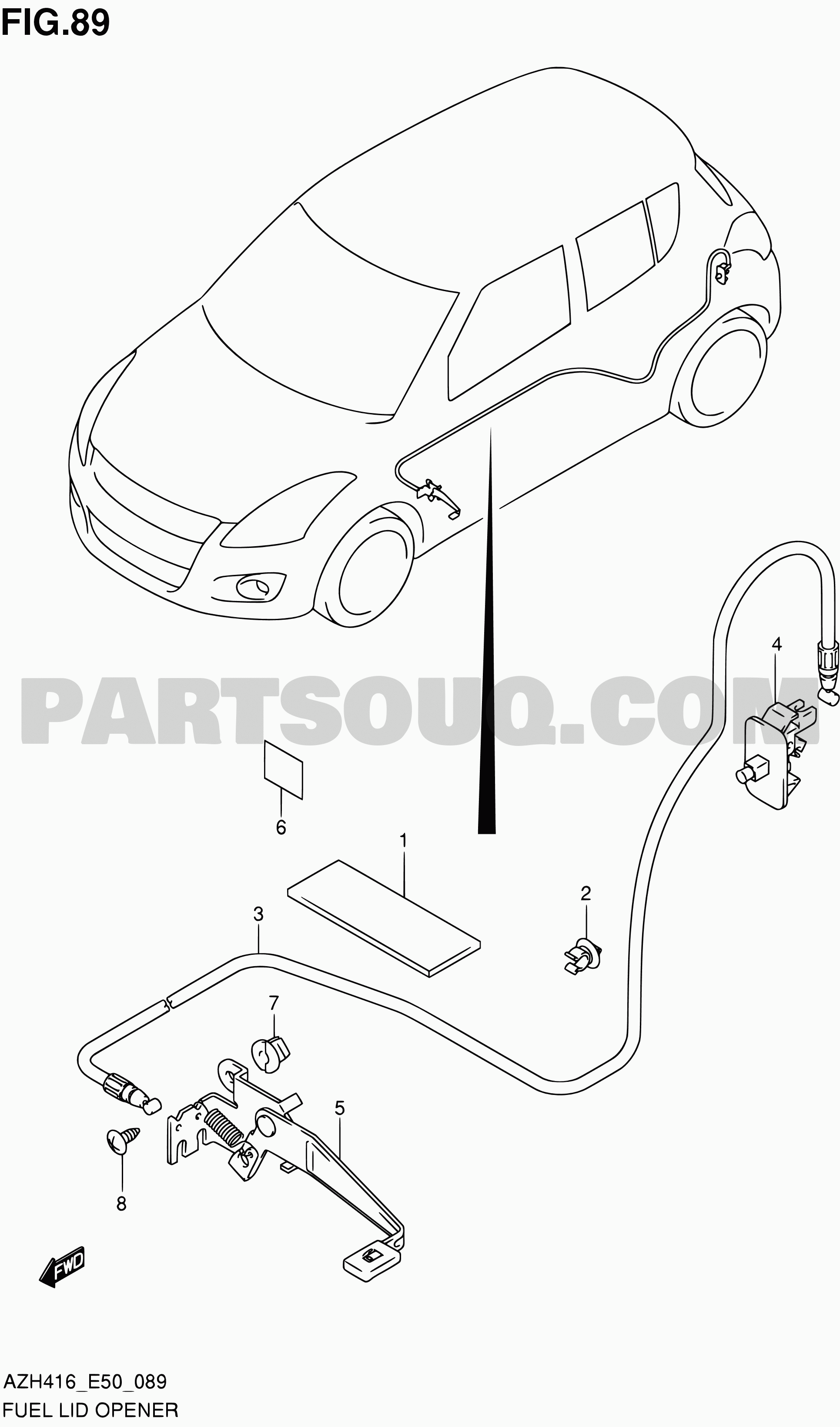 89 - FUEL LID OPENER | Suzuki Swift AZH416 AZH416 (E50) | Parts 
