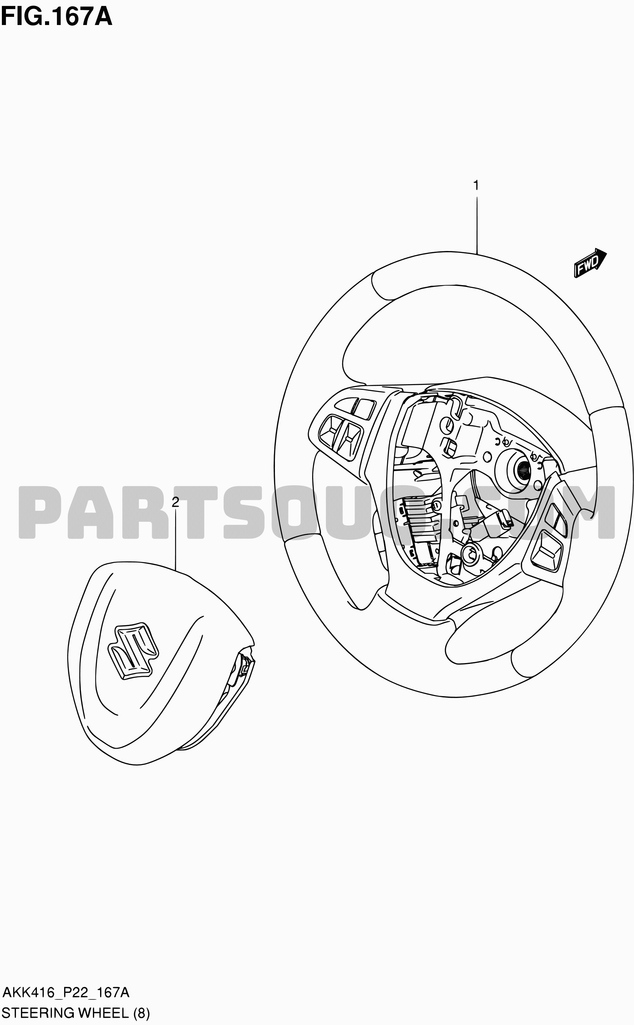 167A - STEERING WHEEL (SEE NOTE 1) | Suzuki SX4 AKK416 AKK416D 