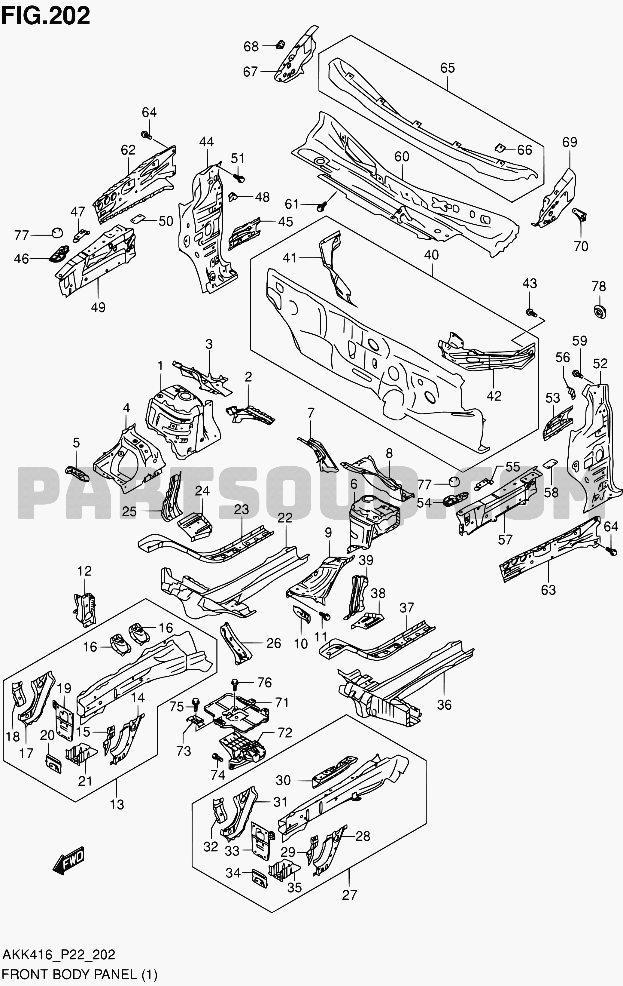 202 - FRONT BODY PANEL (LHD:M16A) | Suzuki SX4 AKK416 AKK416 (P02 