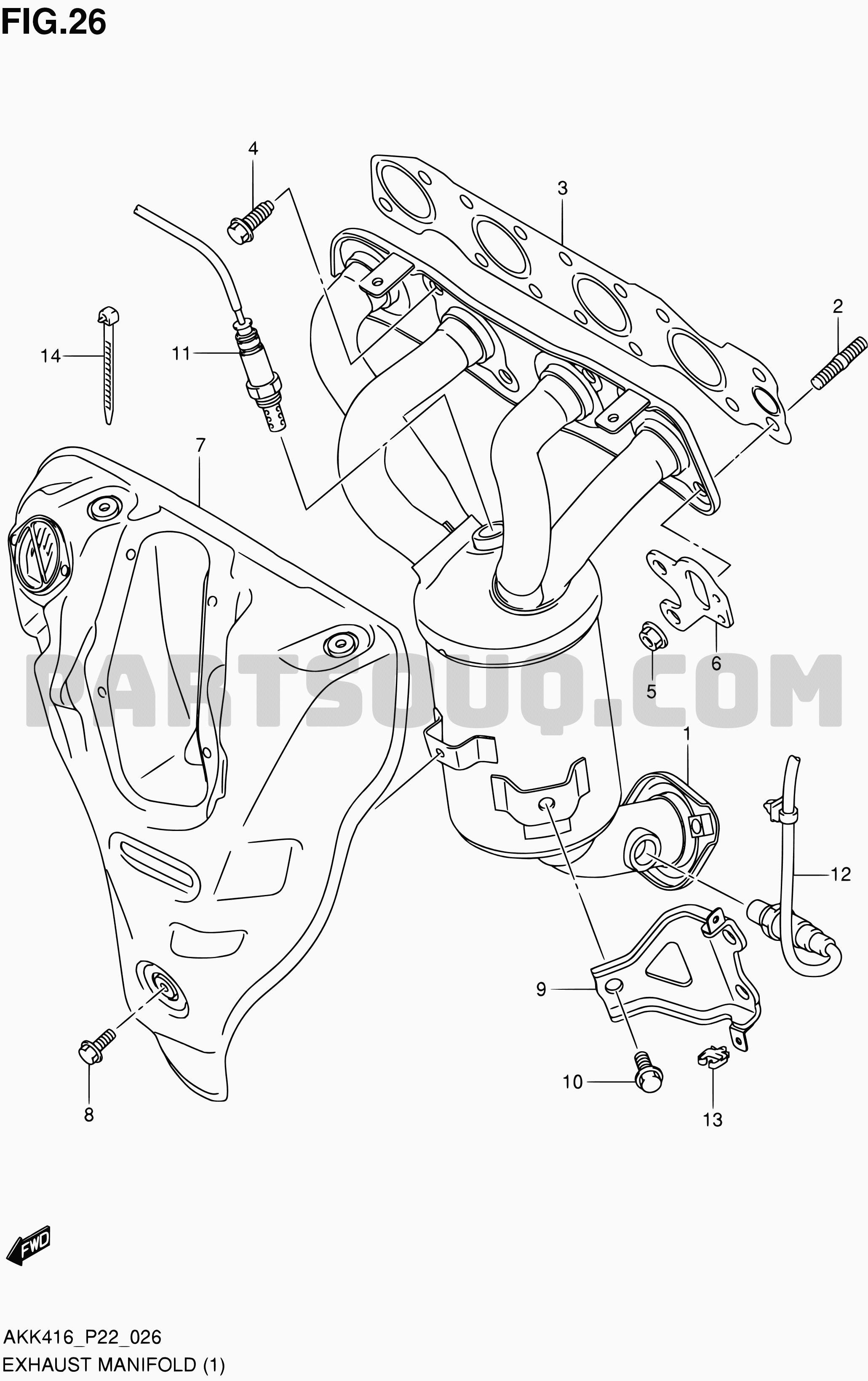 26 - EXHAUST MANIFOLD (M16A) | Suzuki SX4 AKK416 AKK416D (P02,P22 