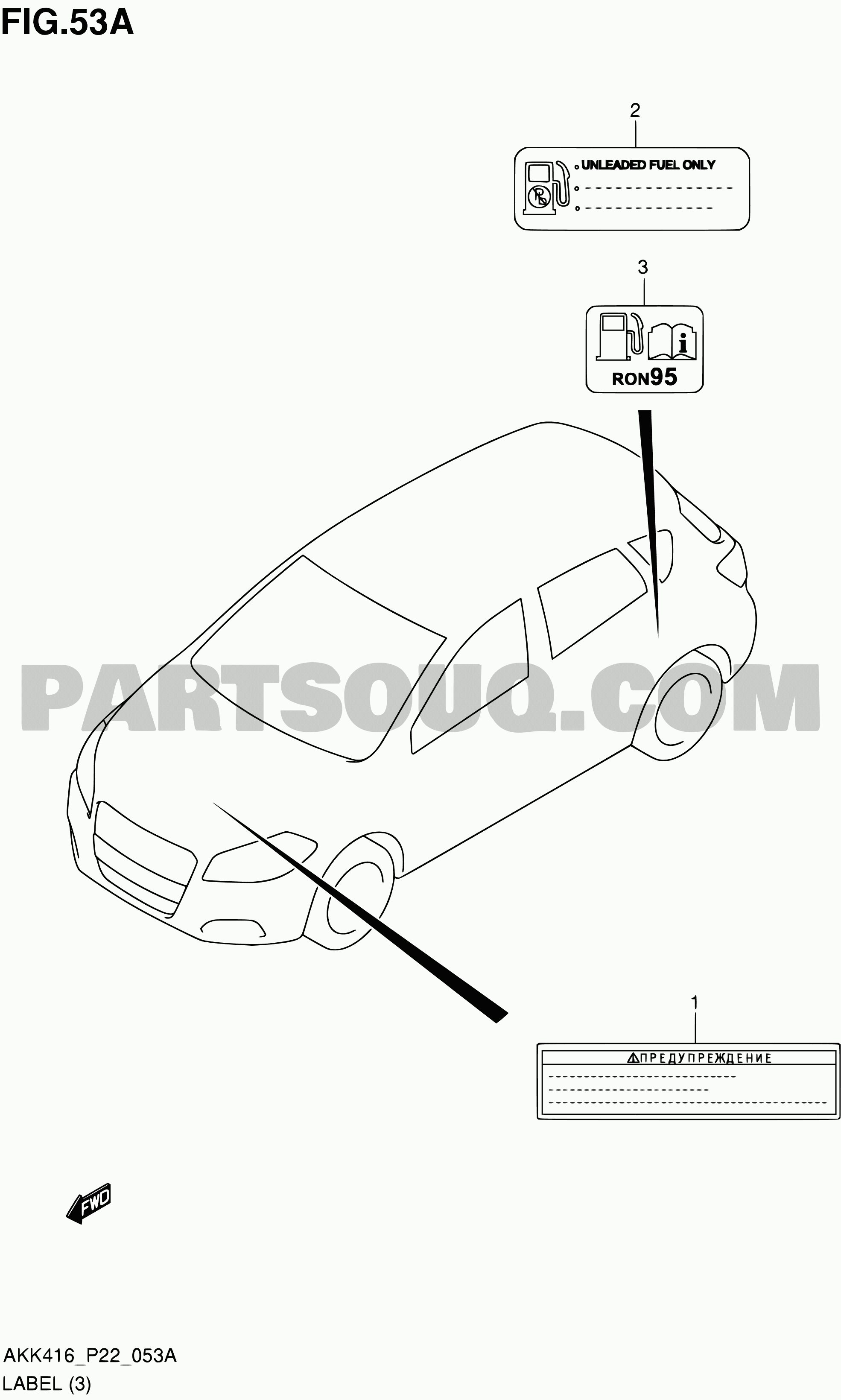 53A - LABEL (M16A:E90) | Suzuki SX4 AKK416 AKK416D (P02,P22,P24 