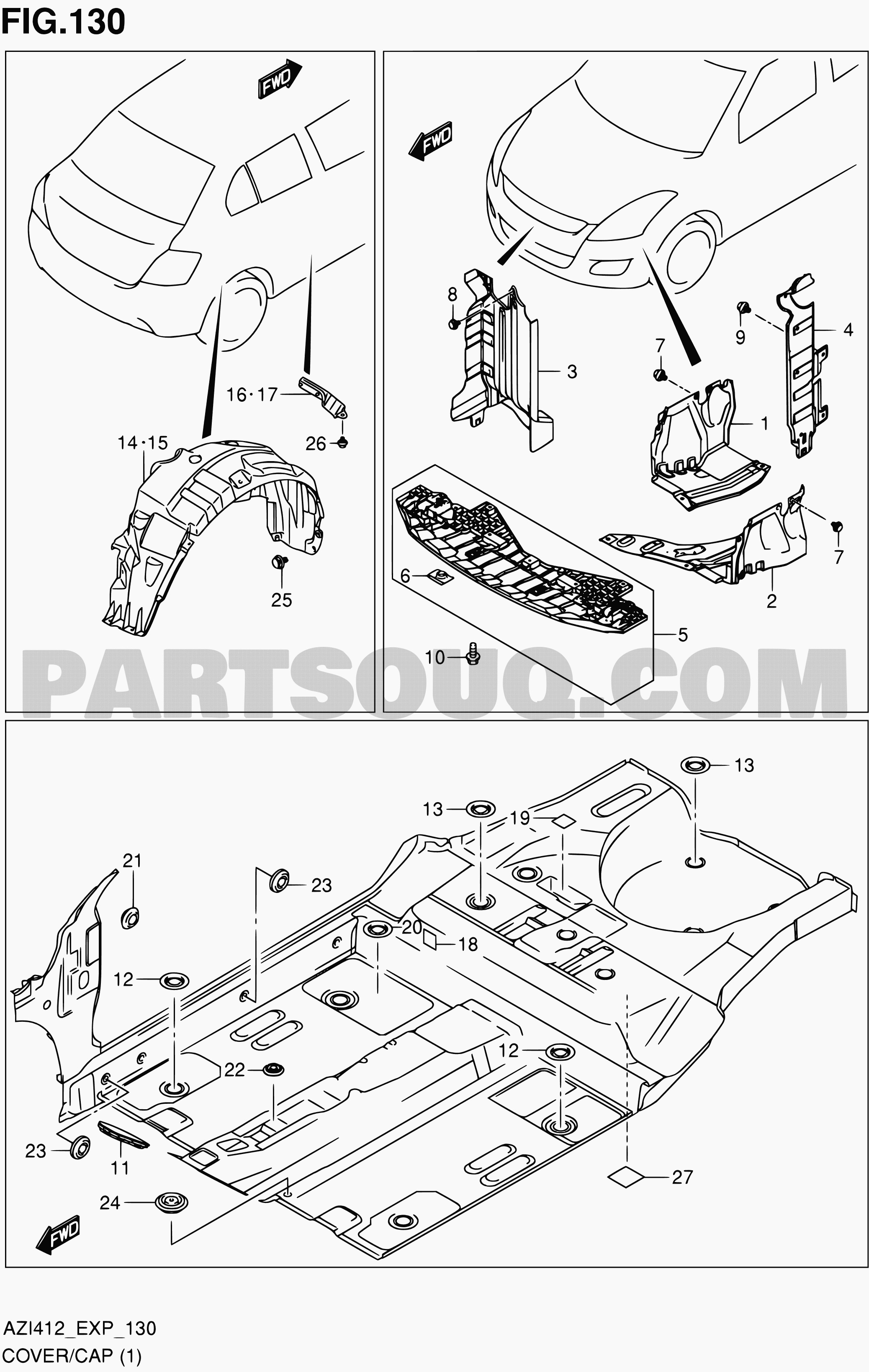 130 - COVER/CAP (4DR) | Suzuki Swift AZI412 AZI412 (E05) | Parts 