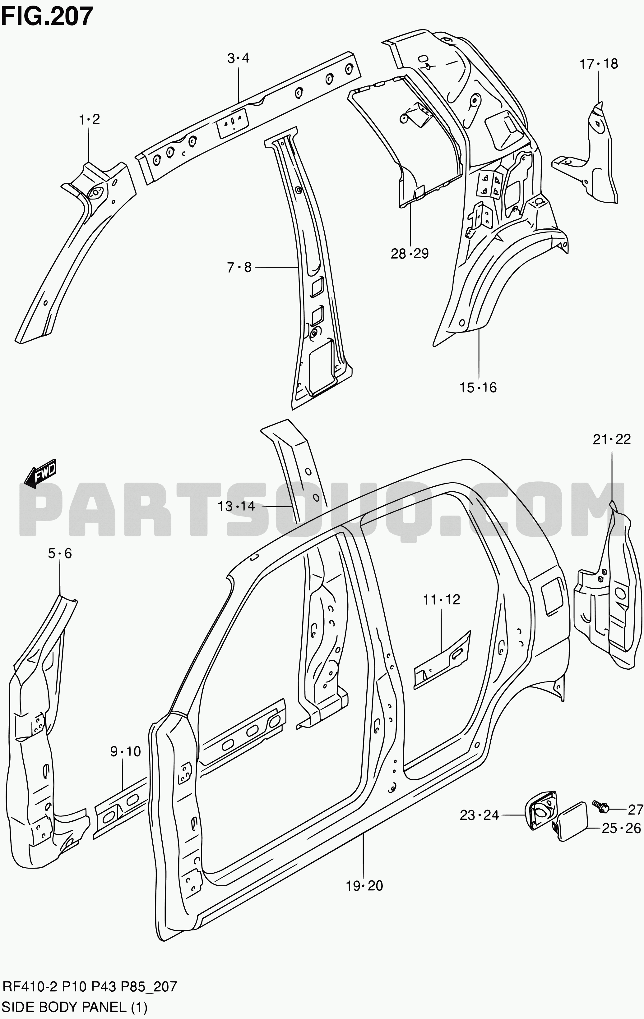 207 SIDE BODY PANEL RF308 Suzuki Alto A Star Celerio 800