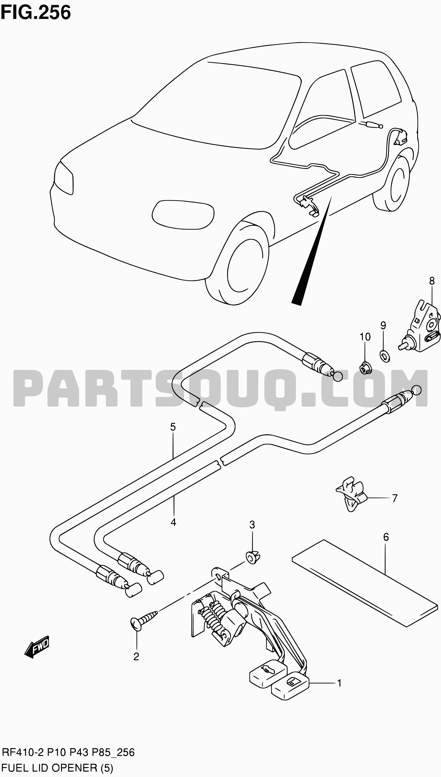 256 - FUEL LID OPENER (TYPE 3:DX:E05,E10,E43,E96) | Suzuki Alto