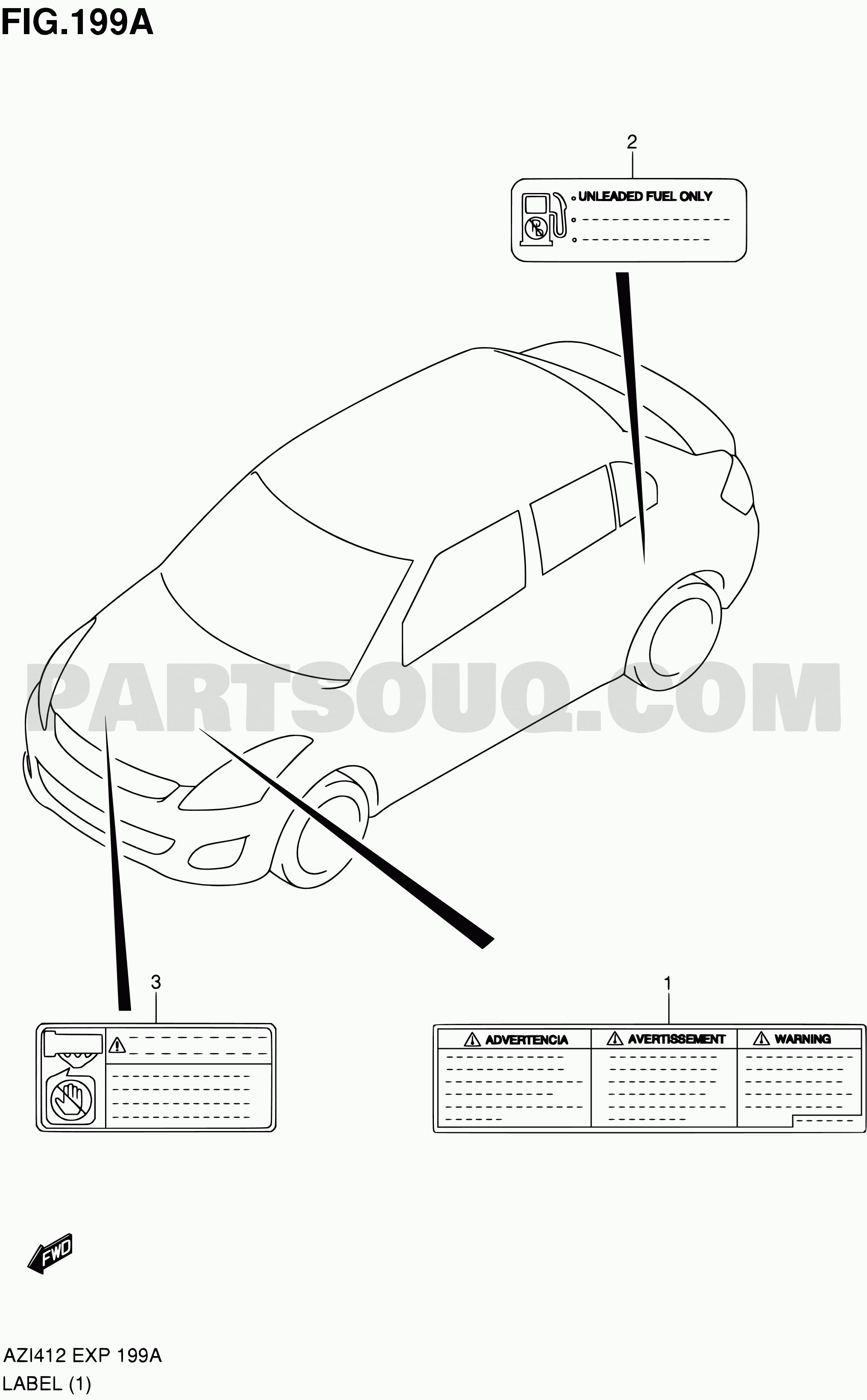 199A - LABEL (E05,E06,E10,E85,E96) | Suzuki Swift AZI412 AZI412-3