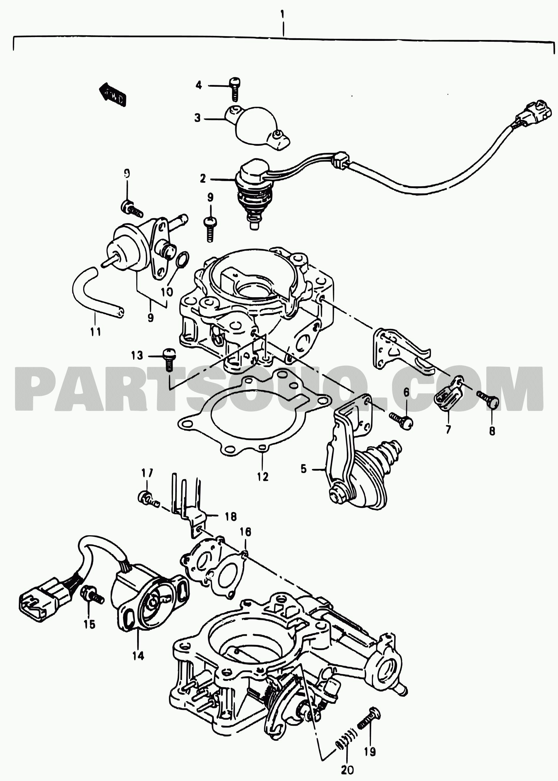16 - THROTTLE BODY (W/FUEL INJECTION) | Suzuki Samurai/SJ