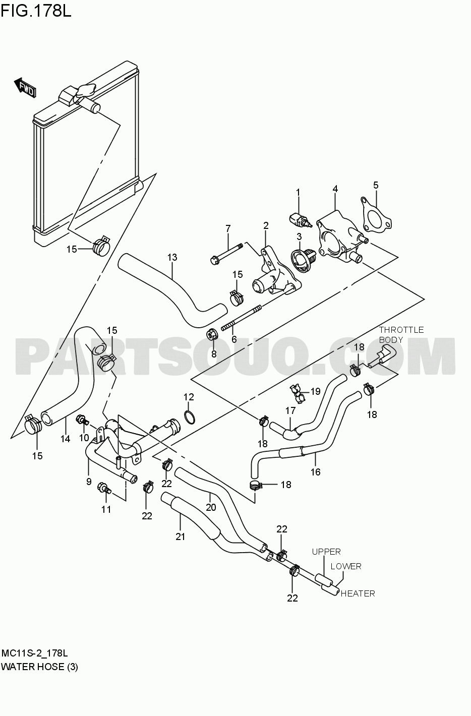 Water hose | Suzuki Wagon R K6A 4V | Parts Catalogs | PartSouq