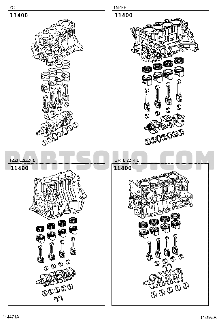 TOYOTA COROLLA SED/WG ZZE141L-AEMNK SHORT BLOCK ASSEMBLY